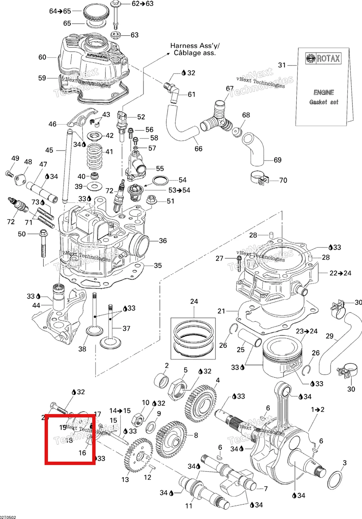Деталь 420244260 на схеме узла 2005 Can-Am Traxter 5 Speed Crankshaft, Piston And Cylinder