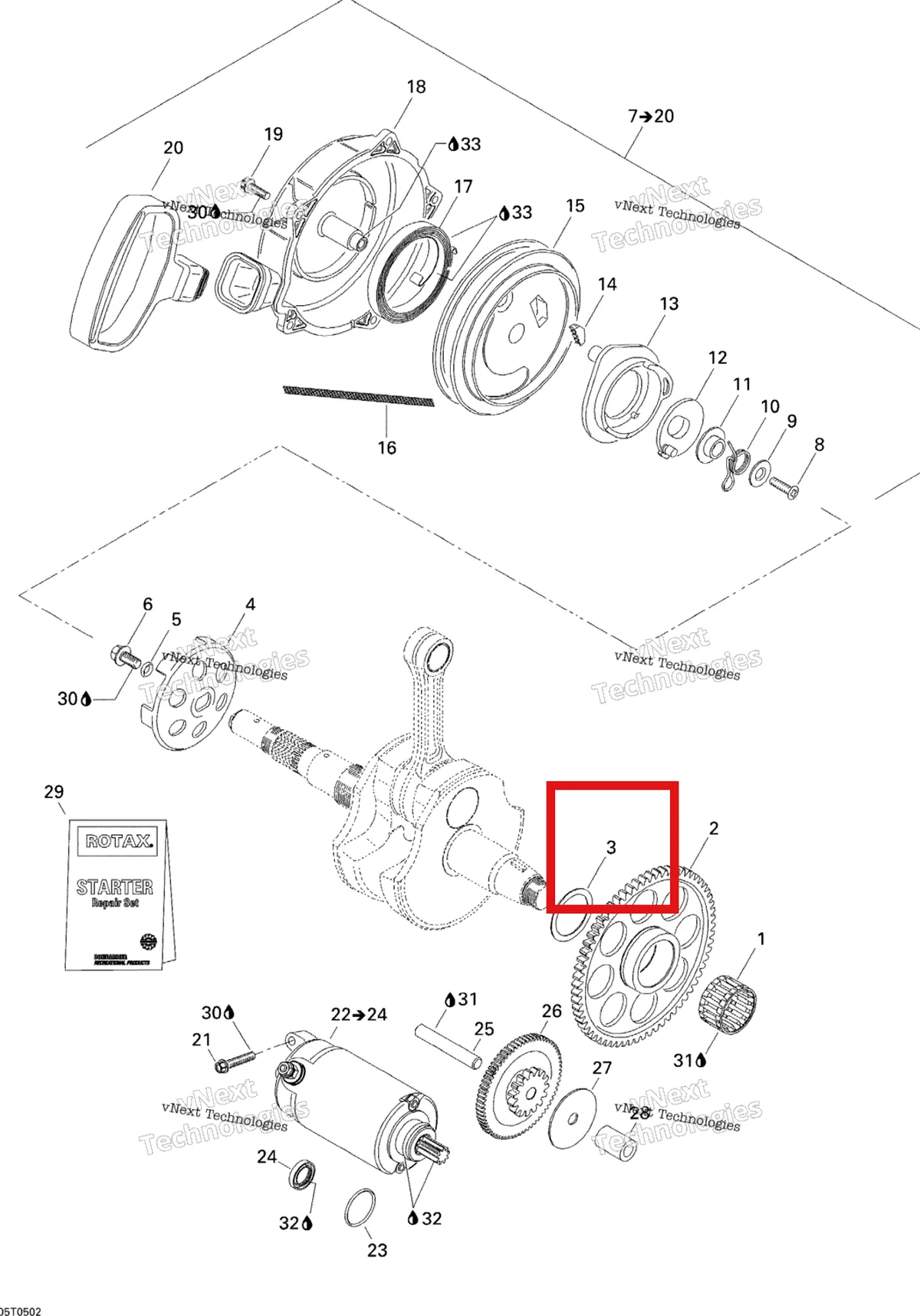Деталь 420244290 на схеме узла 2005 Can-Am Traxter 5 Speed Rewind Starter And Electrical Starter