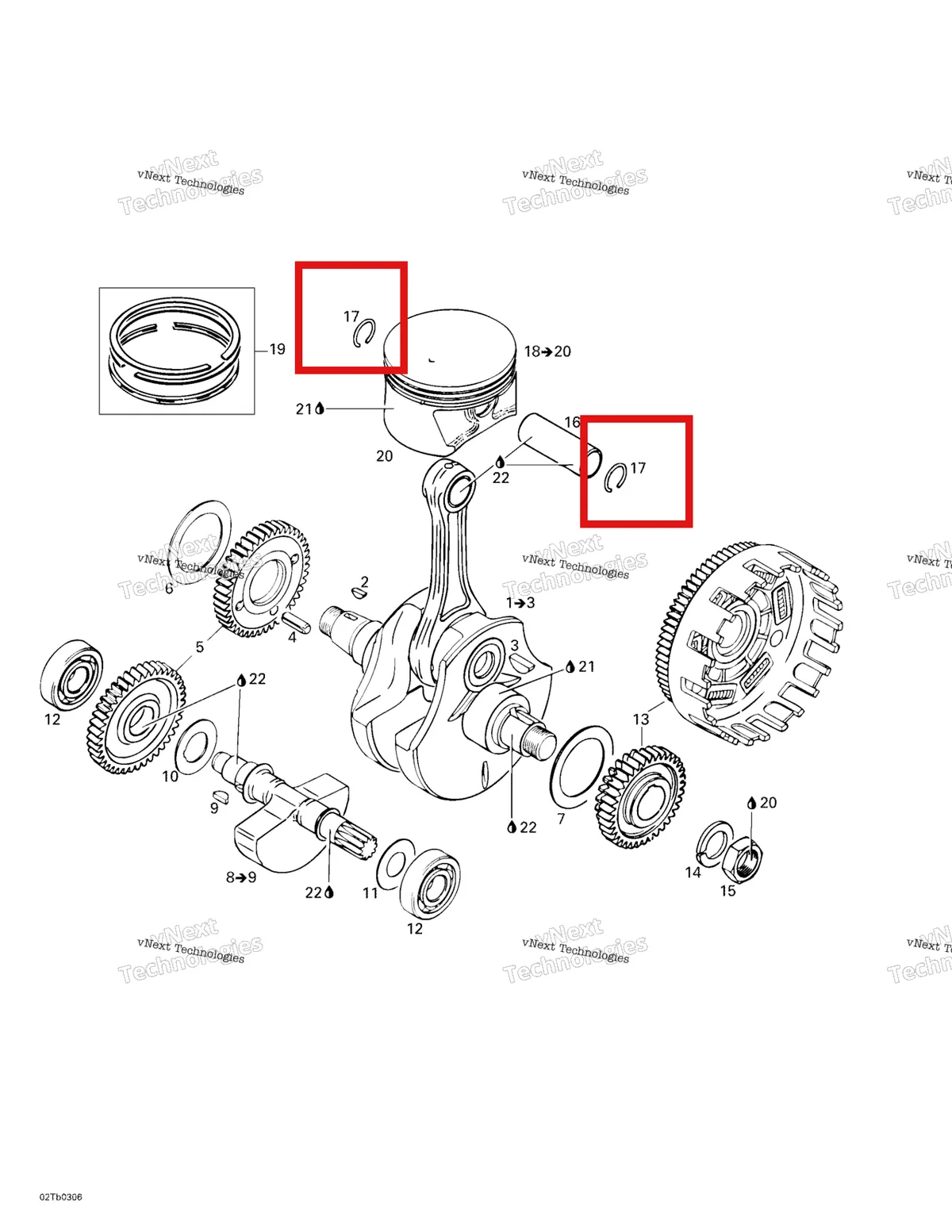 Деталь 420245435 на схеме узла 2003 Can-Am DS 650 Baja Crankshaft And Pistons