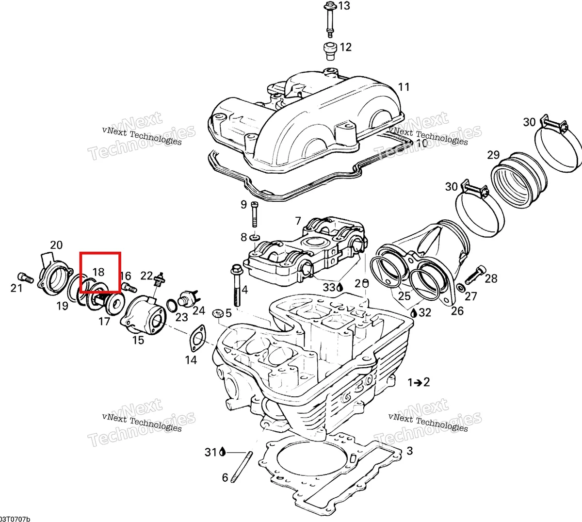 Деталь 420245770 на схеме узла 2007 Can-Am DS 650 X Cylinder Head