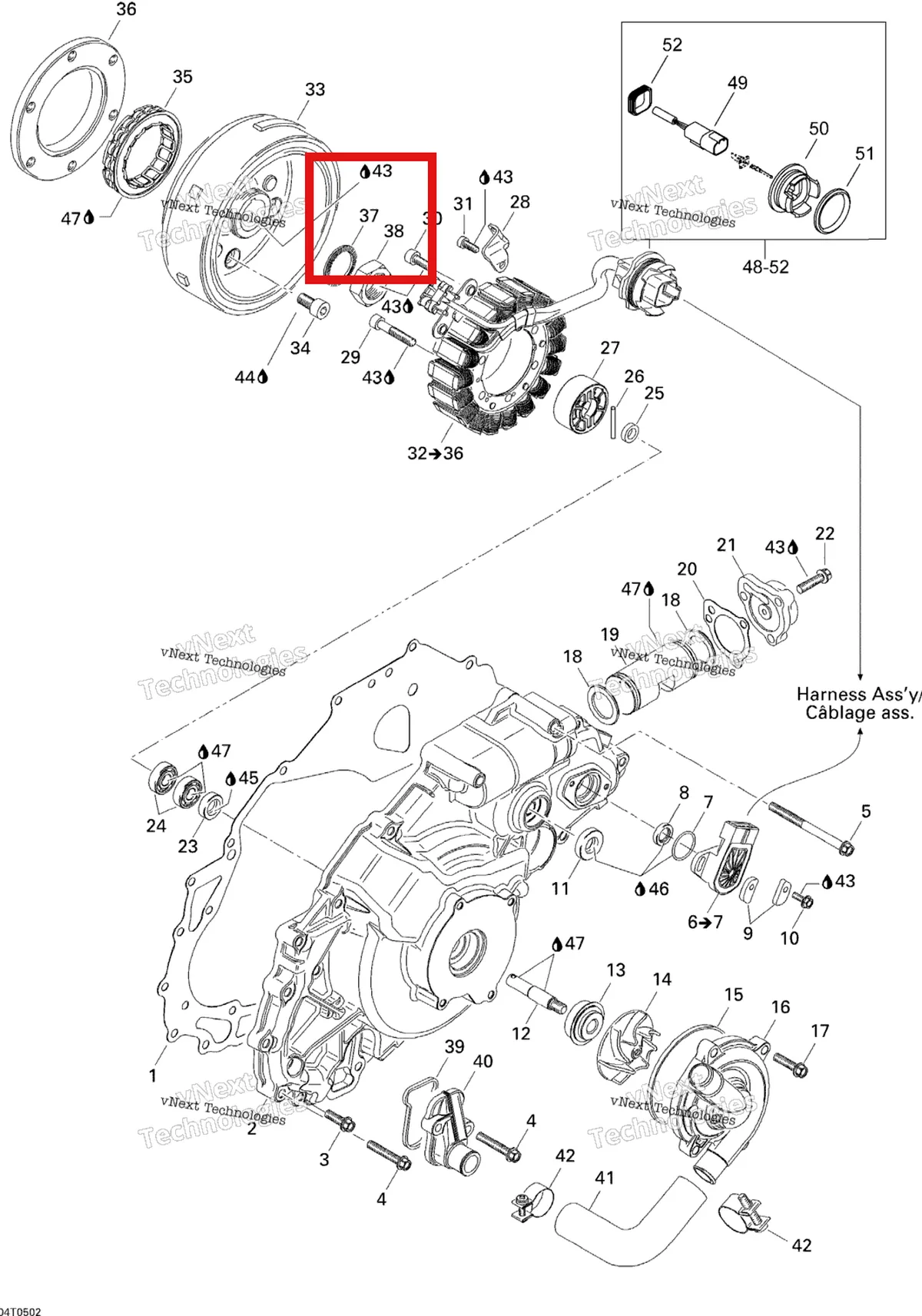 Деталь 420245875 на схеме узла 2005 Can-Am Traxter 5 Speed Ignition, Magneto And Water Pump