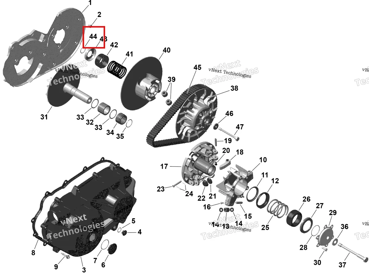 Деталь 420245945 (Стопорное кольцо 32.8 Can-Am Outlander 4x4 XT 1000R (2025) (420245945)) на схеме узла 2026 Can-Am OUTLANDER - 2X4 - STD - 500 - 1KTB - Legion Red Rotax - Cvt