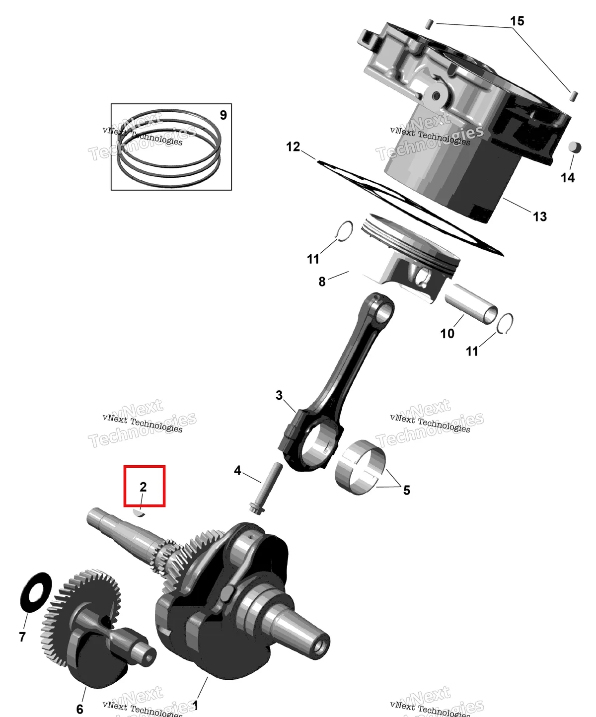 Деталь 420246570 (Шпонка) на схеме узла 2026 Can-Am OUTLANDER - 2X4 - STD - 500 - 1KTB - Legion Red Rotax - Crankshaft, Pistons And Cylinder