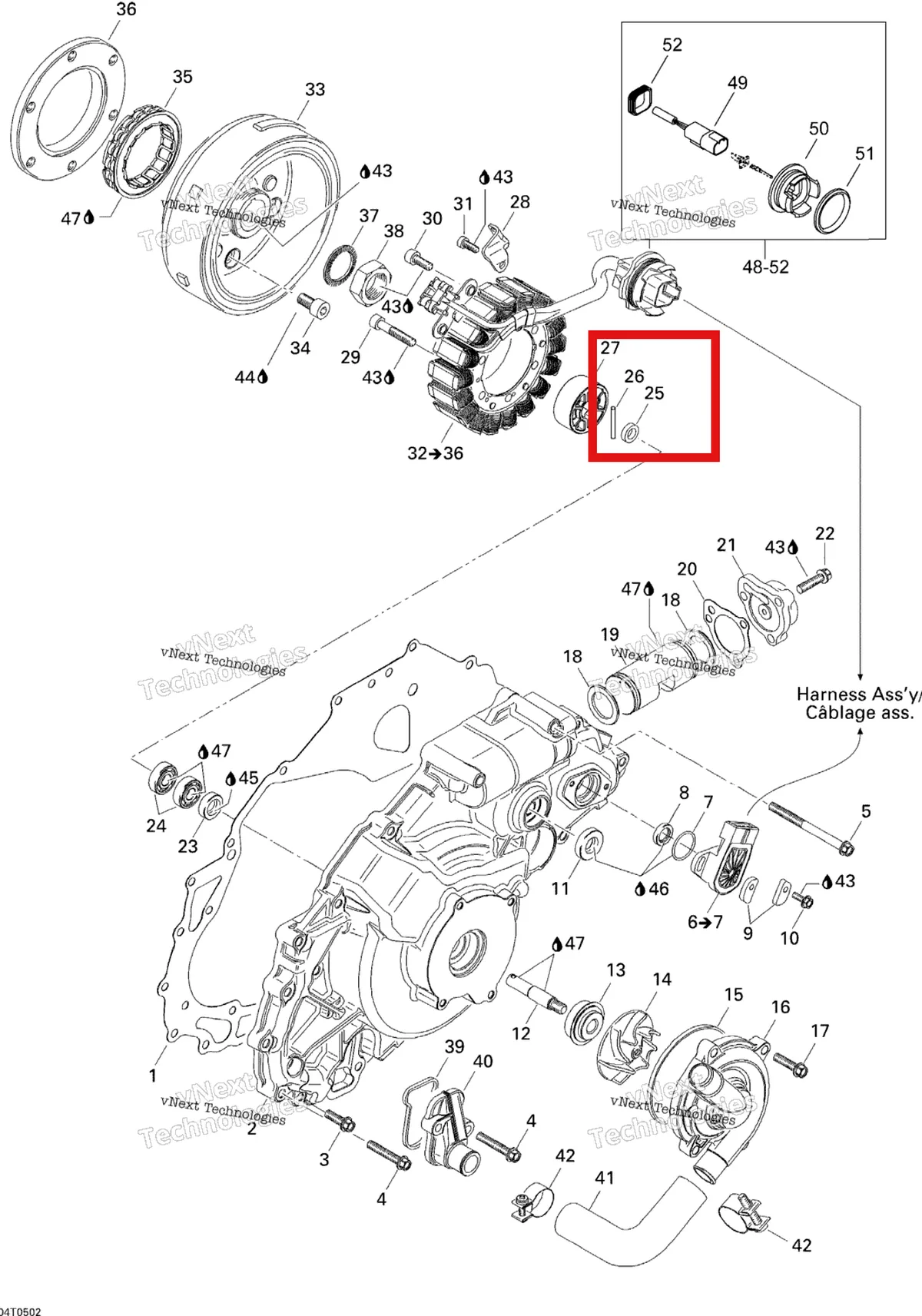Деталь 420247030 на схеме узла 2005 Can-Am Traxter 5 Speed Ignition, Magneto And Water Pump