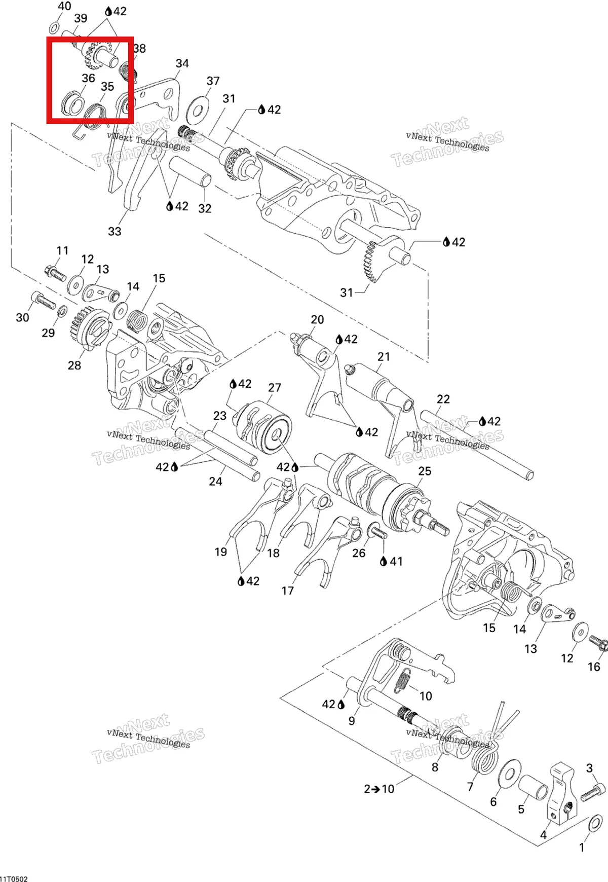 Деталь 420247040 на схеме узла 2005 Can-Am Traxter 5 Speed Gear Shift
