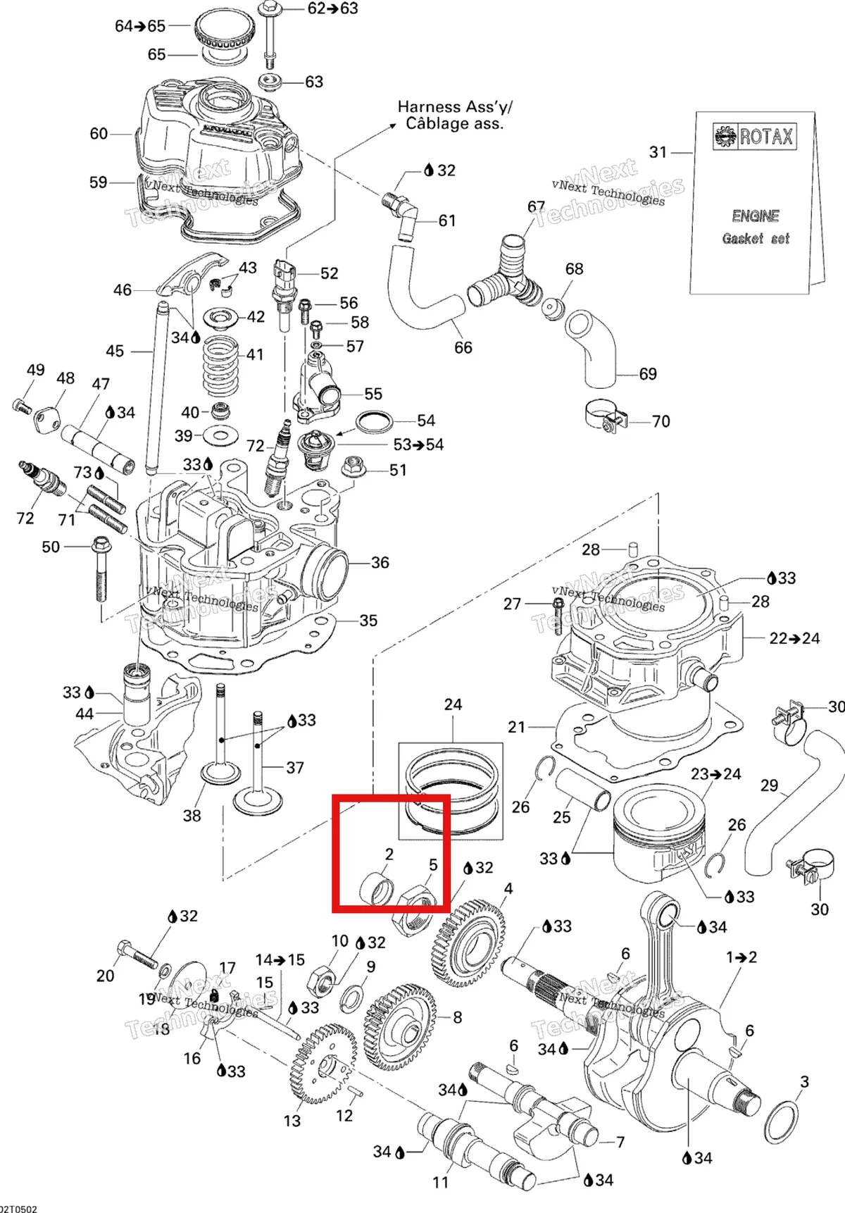 Деталь 420247070 на схеме узла 2005 Can-Am Traxter 5 Speed Crankshaft, Piston And Cylinder