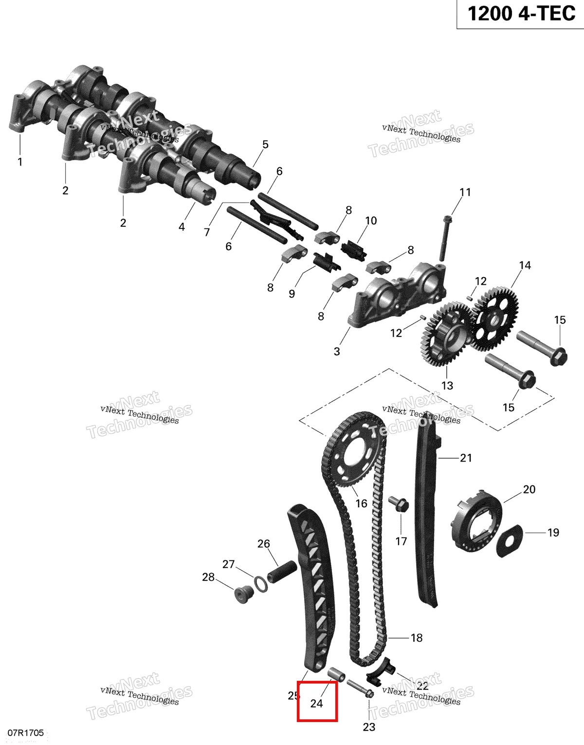 Деталь 420247101 (Расстояние Рукавом) на схеме узла 2019 Ski-Doo EXPEDITION LE-SE 1200 4-TEC Camshafts And Timing Chain - 1200 Itc 4-Tec