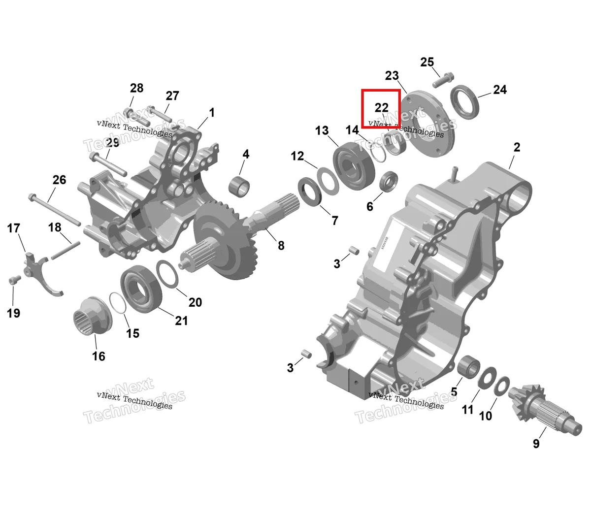 Деталь 420247125 на схеме узла 2026 Can-Am RENEGADE - 4X4 - XMR - 650 EFI - 5TTA - Catalyst Gray Rotax - Gearbox 1
