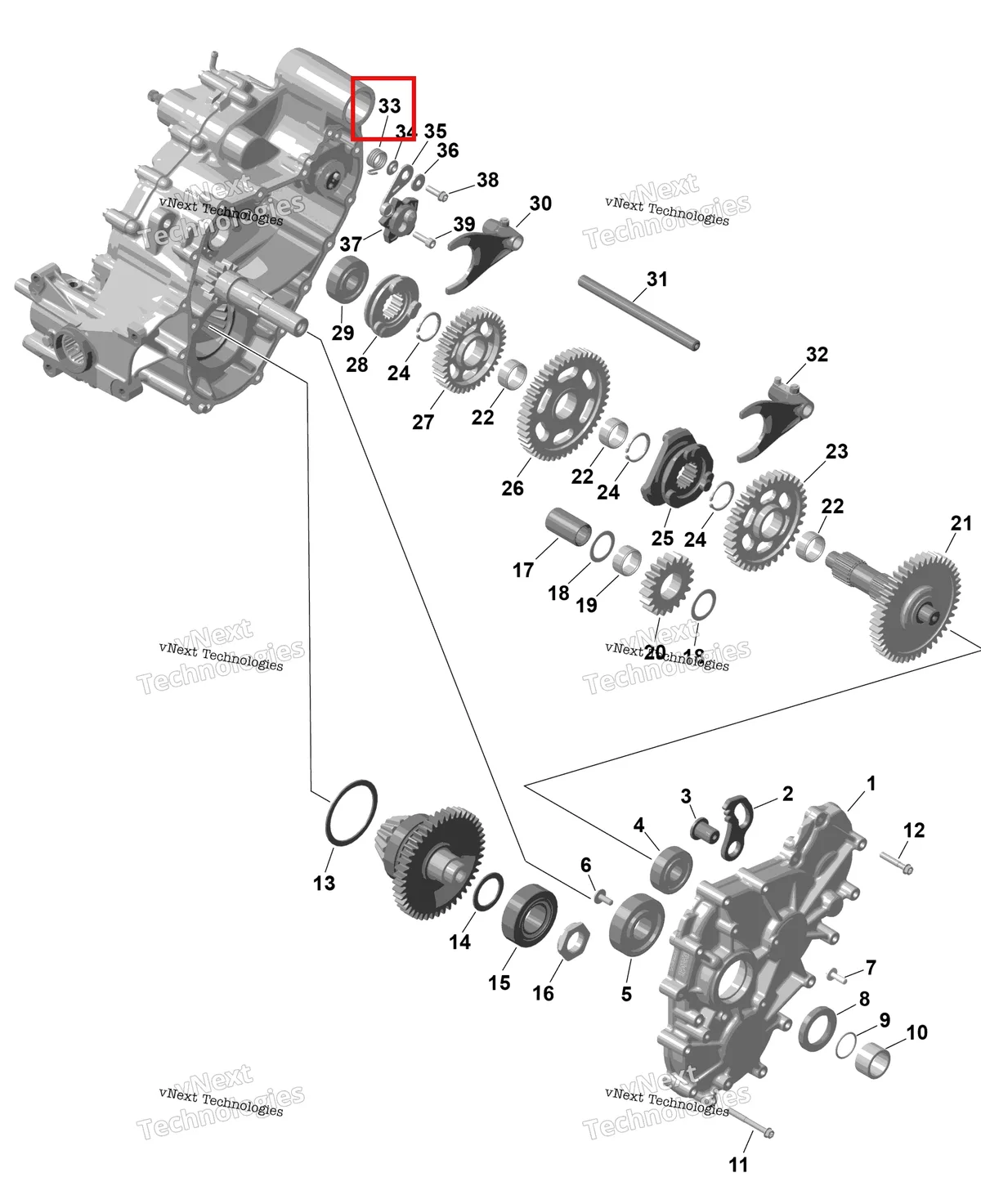 Деталь 420248533 на схеме узла 2026 Can-Am RENEGADE - 4X4 - XMR - 1000R EFI - 5UTA - Hyper Silver Rotax - Gearbox 2