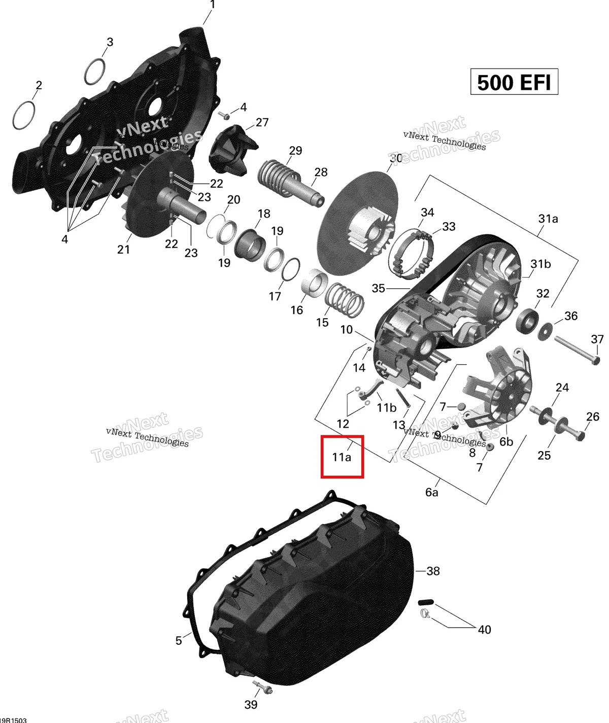 Деталь 420248555 на схеме узла 2015 Can-Am OUTLANDER 500 EFI Transmission