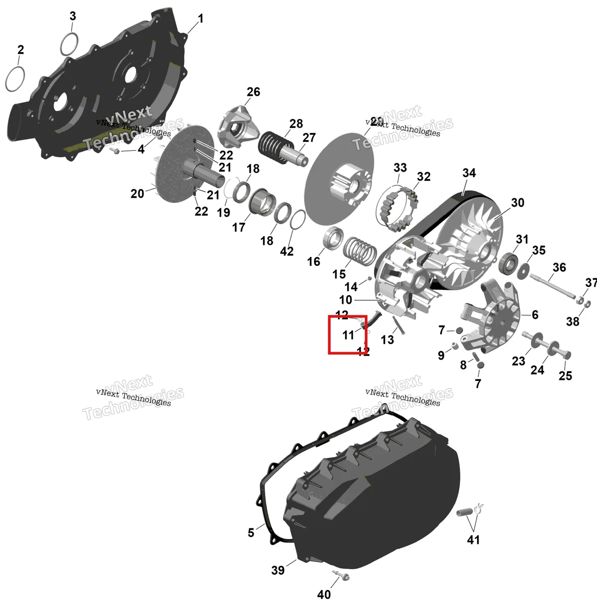 Деталь 420248558 на схеме узла 2026 Can-Am RENEGADE - 4X4 - XMR - 650 EFI - 5TTA - Catalyst Gray Rotax - Cvt