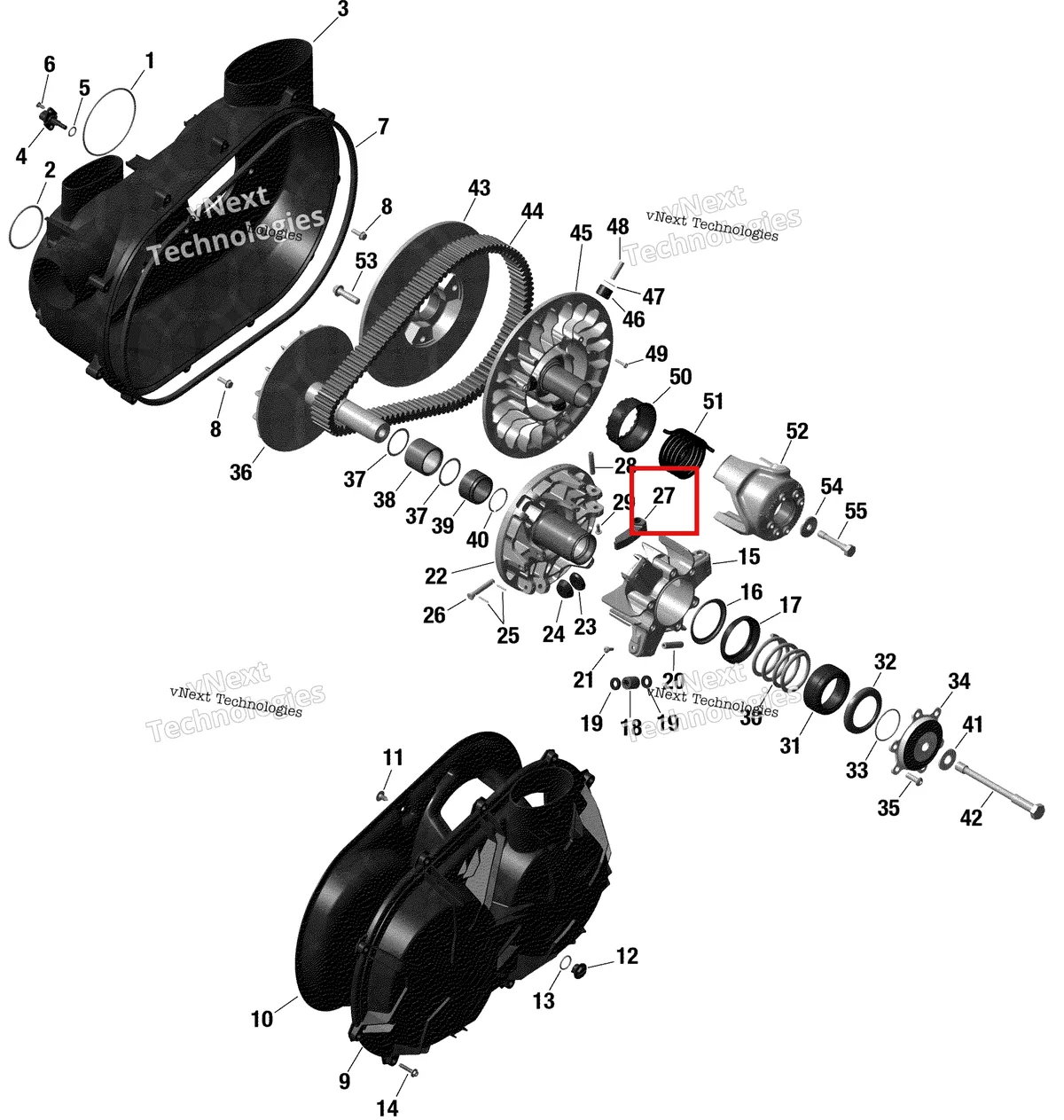 Деталь 420248720 (Ролик рычаг в сборе Can-Am Maverick Turbo RR XRC (2022) (420248720)) на схеме узла 2022 Can-Am Maverick Turbo RR - DS - CE Rotax - Cvt - Turbo Rr