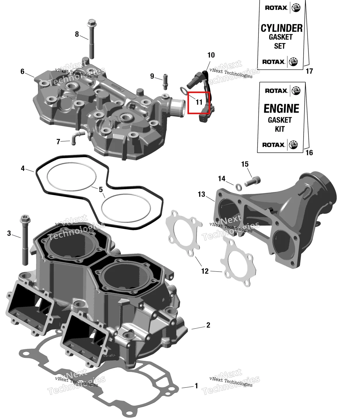 Деталь 420250015 (Деталь Sealing Ring) на схеме узла Rotax - Cylinder