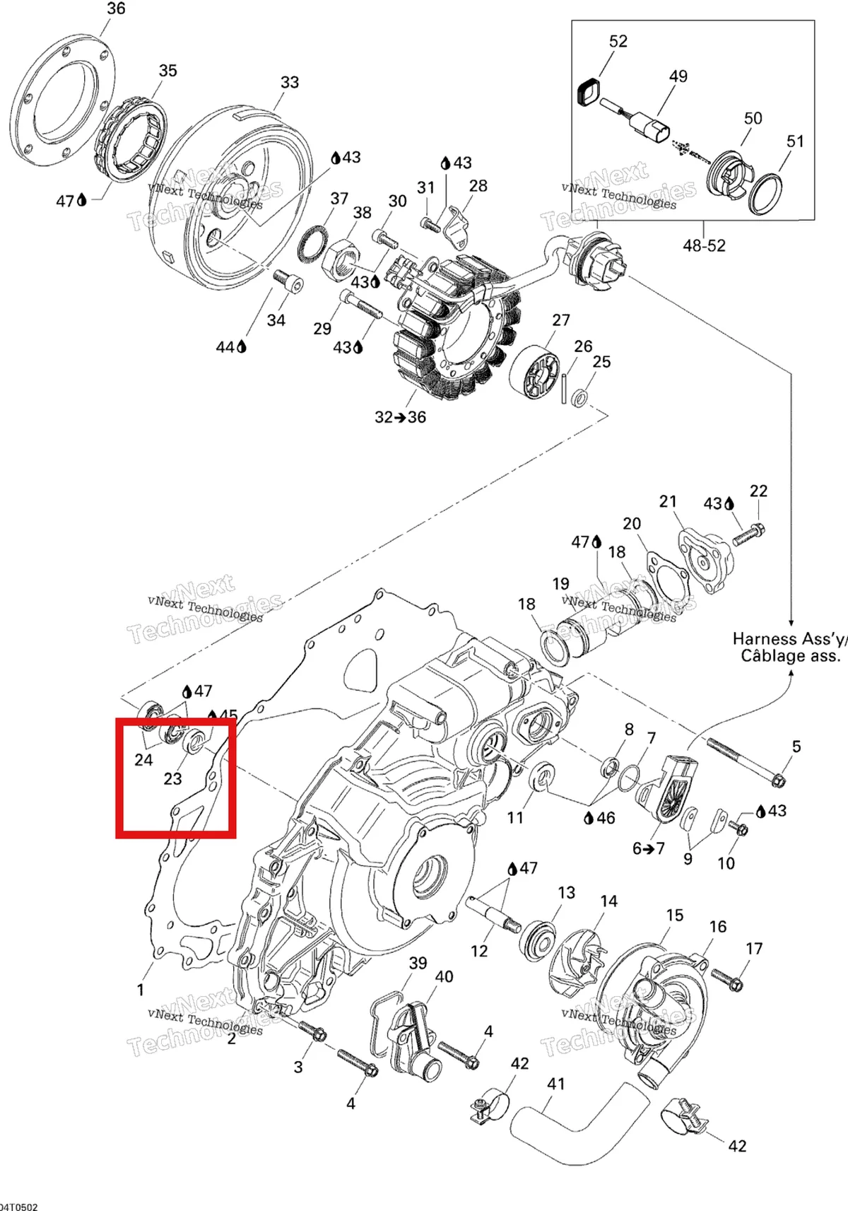 Деталь 420250080 на схеме узла 2005 Can-Am Traxter 5 Speed Ignition, Magneto And Water Pump