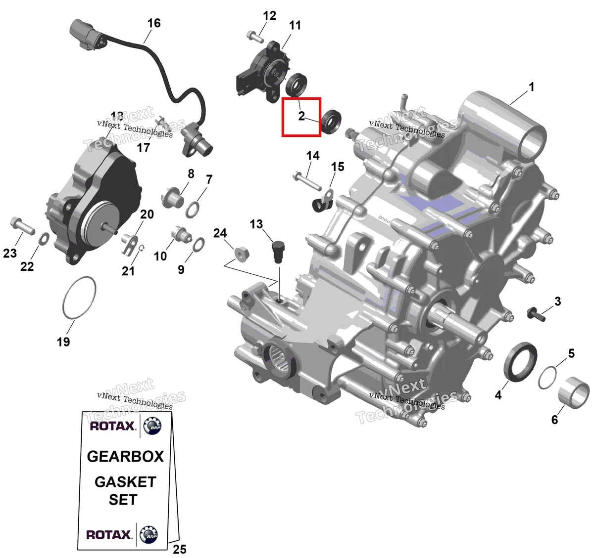 Деталь 420250452 на схеме узла 2026 Can-Am RENEGADE - 4X4 - XMR - 1000R EFI - 5UTA - Hyper Silver Rotax - Gearbox