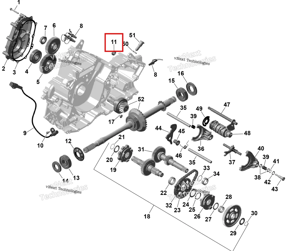 Деталь 420250455 на схеме узла 2026 Can-Am OUTLANDER - 2X4 - STD - 500 - 1KTB - Legion Red Rotax - Gearbox