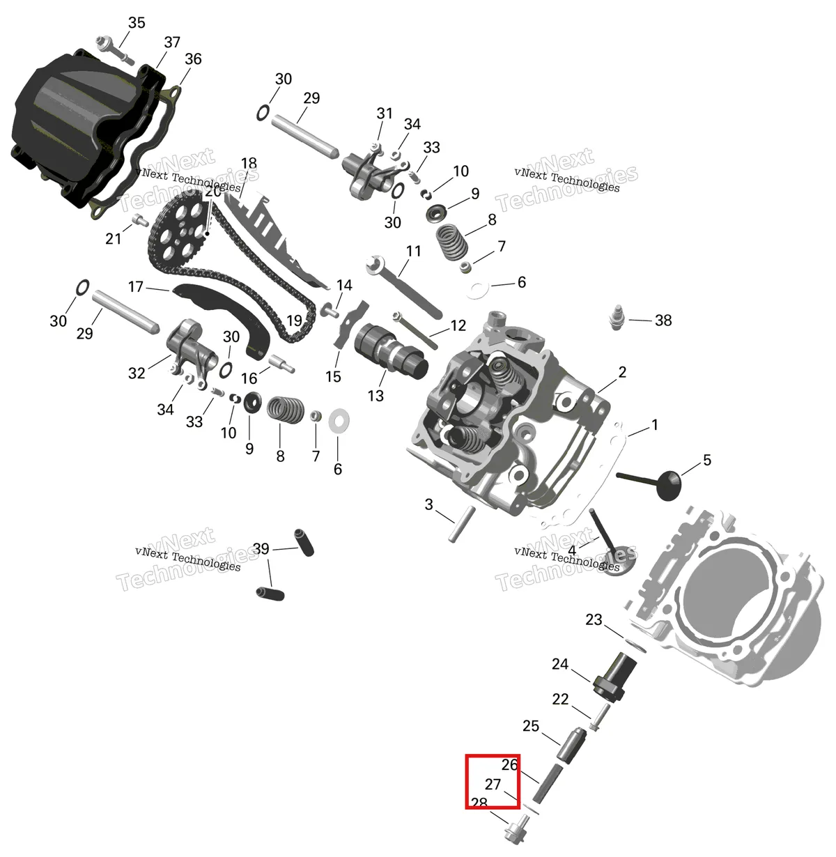 Деталь 420250890 (Уплотнительное кольцо) на схеме узла 2023 Can-Am Outlander 450 EFI - STD Rotax - Cylinder Head