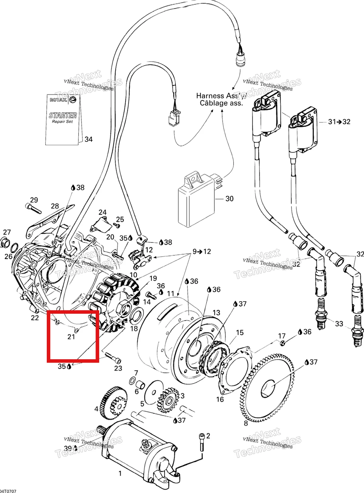 Деталь 420250920 на схеме узла 2007 Can-Am DS 650 X Ignition And Magneto