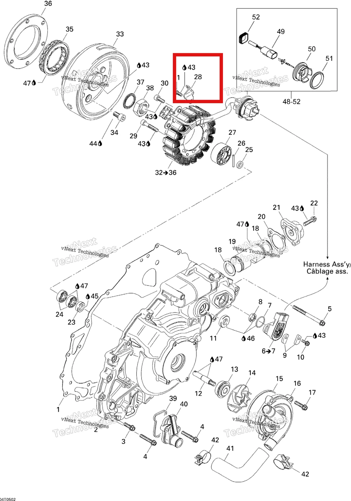 Деталь 420251180 на схеме узла 2005 Can-Am Traxter 5 Speed Ignition, Magneto And Water Pump