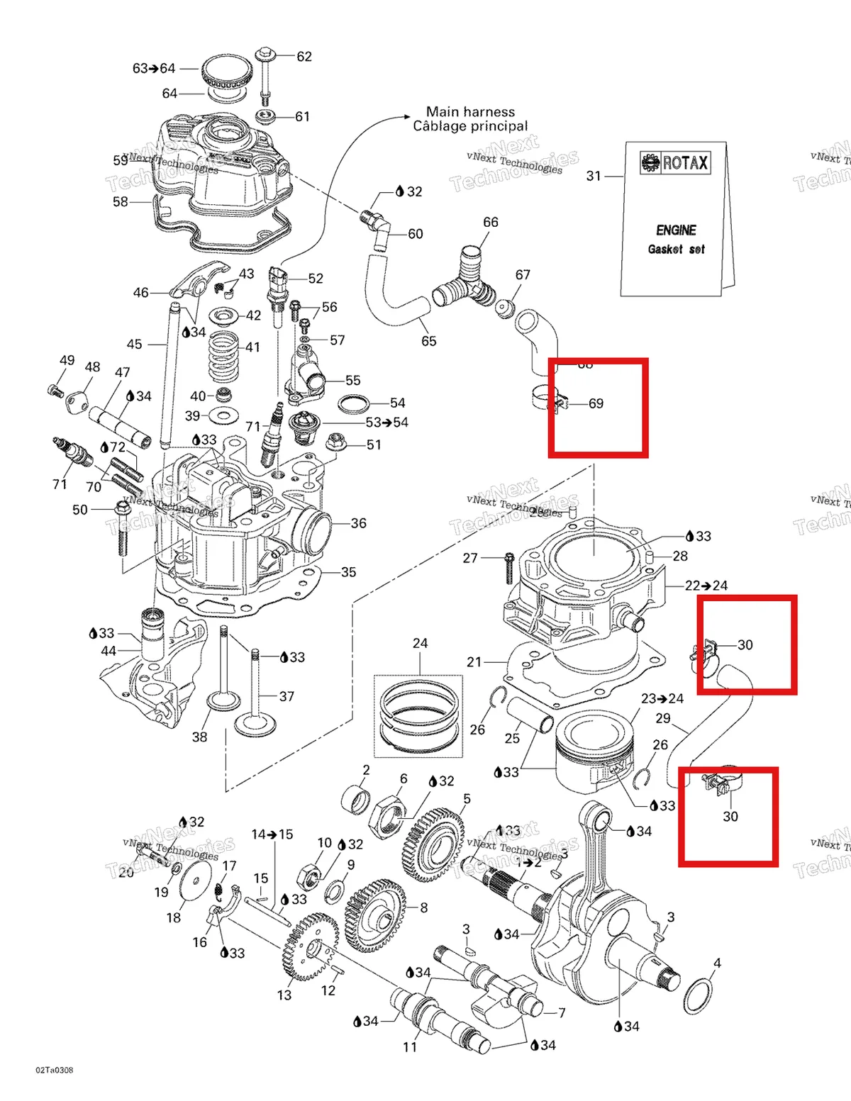 Деталь 420251222 на схеме узла 2003 Can-Am Traxter Max Crankshaft, Pistons And Cylinder
