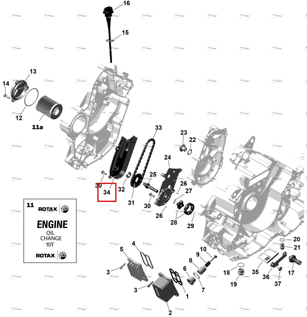Деталь 420251341 (Направляющая цепи Can-Am Outlander 4x4 DPS 700 (2025) (420251341)) на схеме узла 2026 Can-Am OUTLANDER - 4X4 - STD - 700 - 1CTB - CALI - Granite Grey Rotax - Engine Lubrication