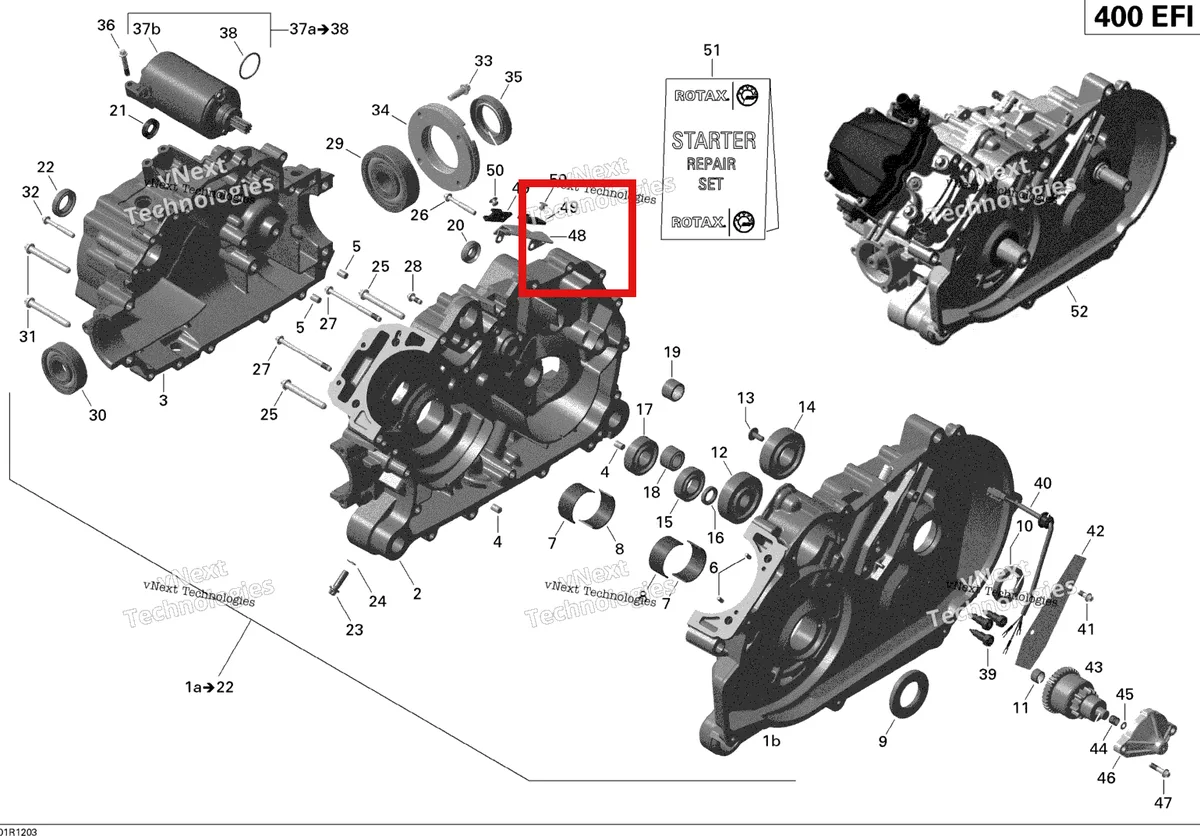 Деталь 420251490 на схеме узла 2012 Can-Am Outlander Max STD, XT, 400 EFI Crankcase