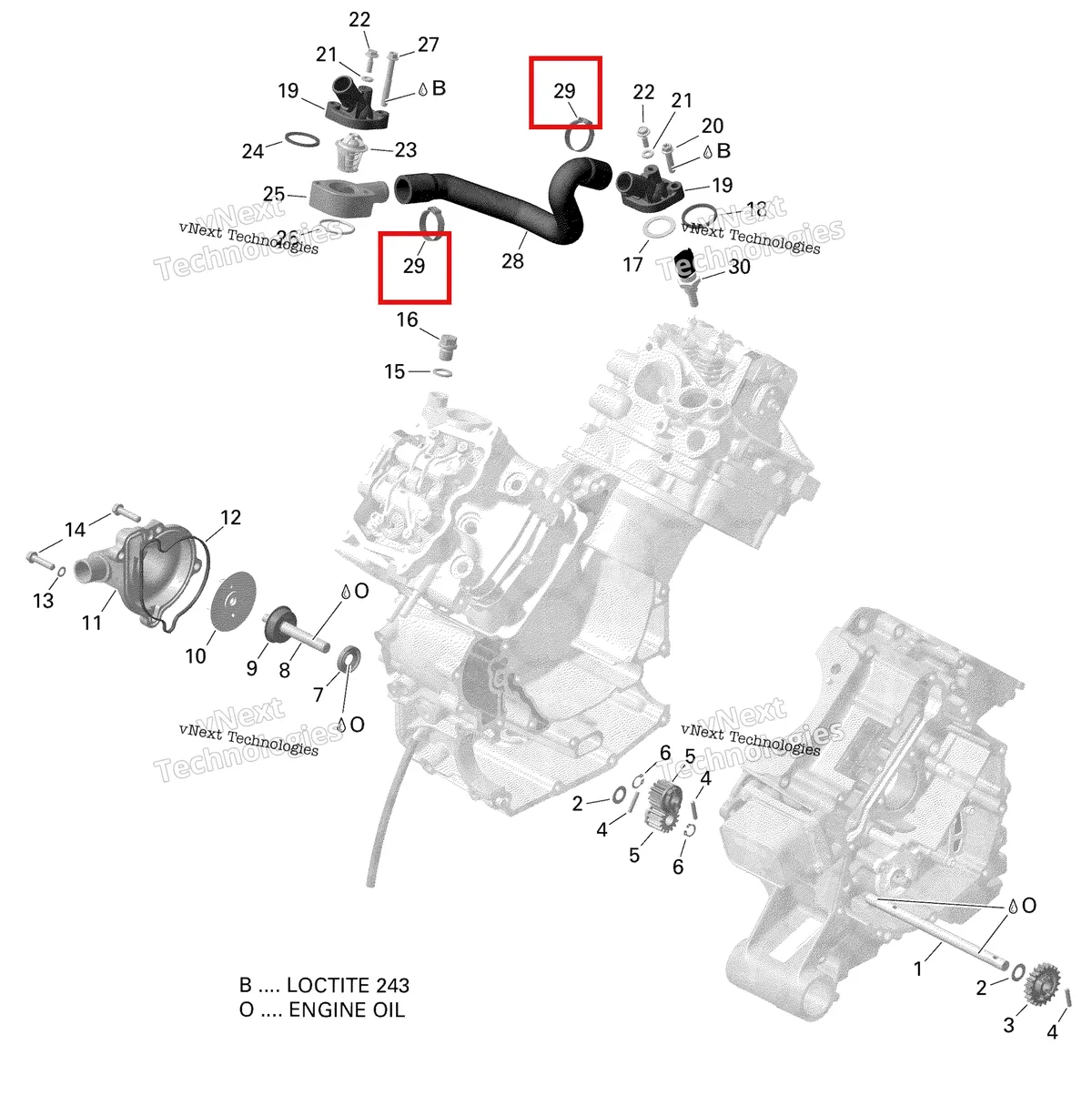 Деталь 420251573 (Хомут) на схеме узла Rotax - Engine Cooling