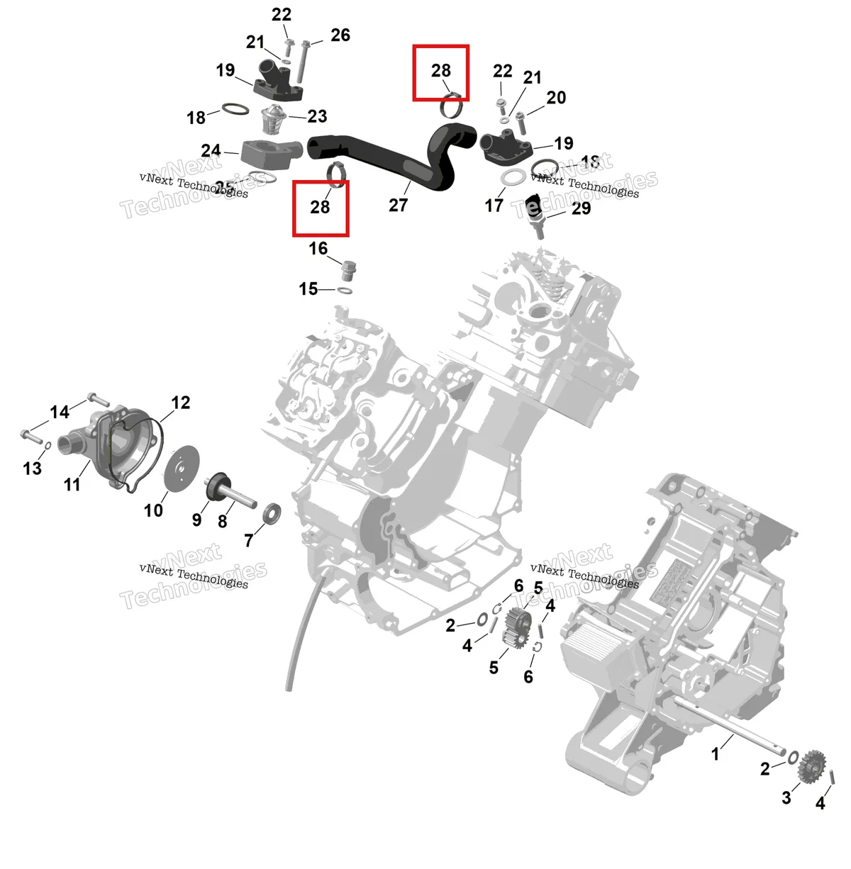 Деталь 420251579 (Хомут 24.8 28.0 мм Can-Am Commander 1000R EFI DPS (2022) (420251579)) на схеме узла 2026 Can-Am RENEGADE - 4X4 - XMR - 650 EFI - 5TTA - Catalyst Gray Rotax - Engine Cooling