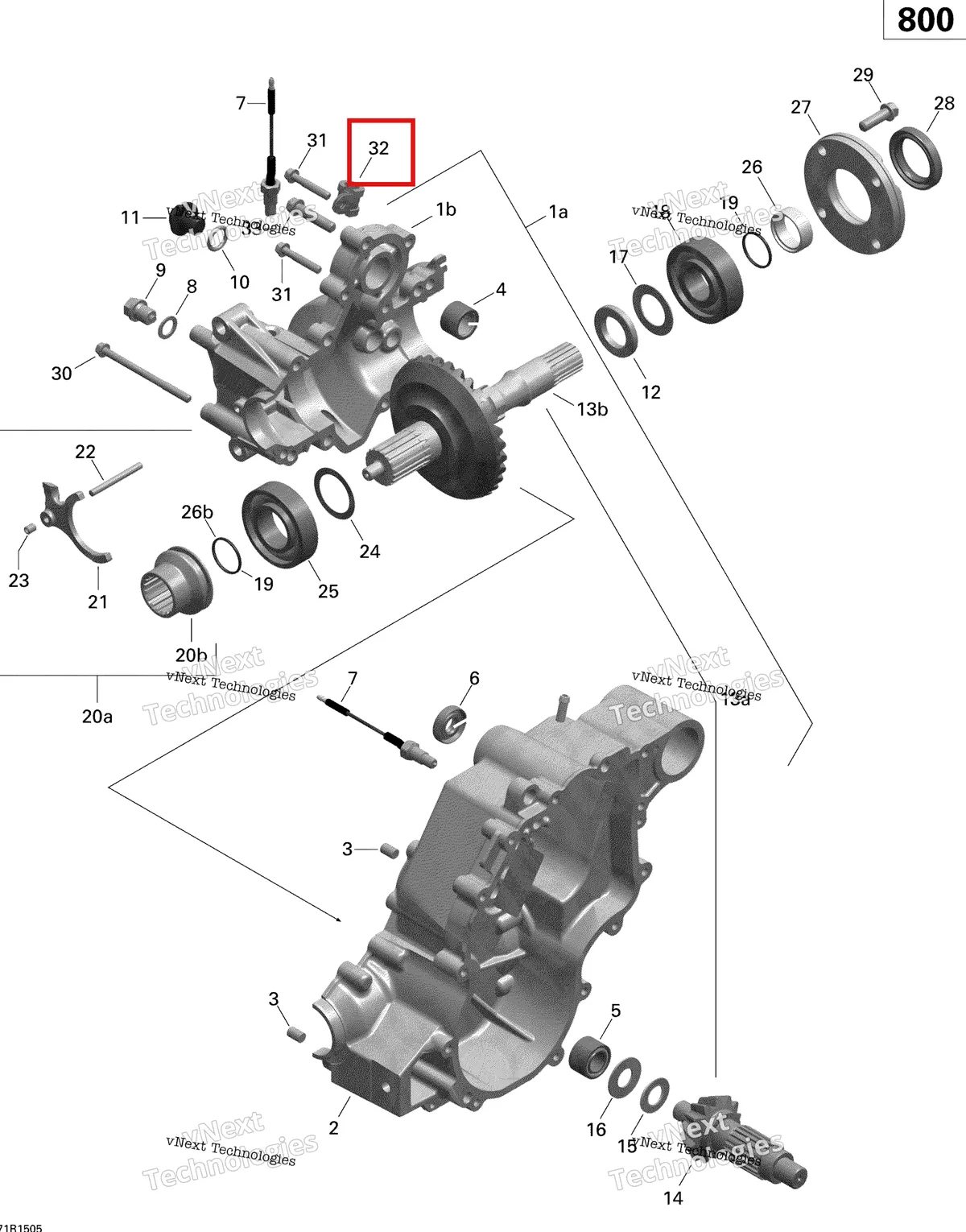 Деталь 420251690 на схеме узла 2015 Can-Am OUTLANDER 800R EFI XMR Gear Box Output Shaft