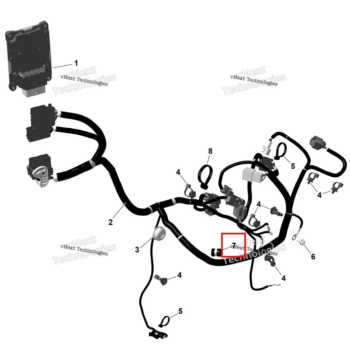 Деталь 420251692 на схеме узла 2026 Can-Am OUTLANDER - 2X4 - STD - 500 - 1KTB - Legion Red Rotax - Engine Harness And Electronic Module