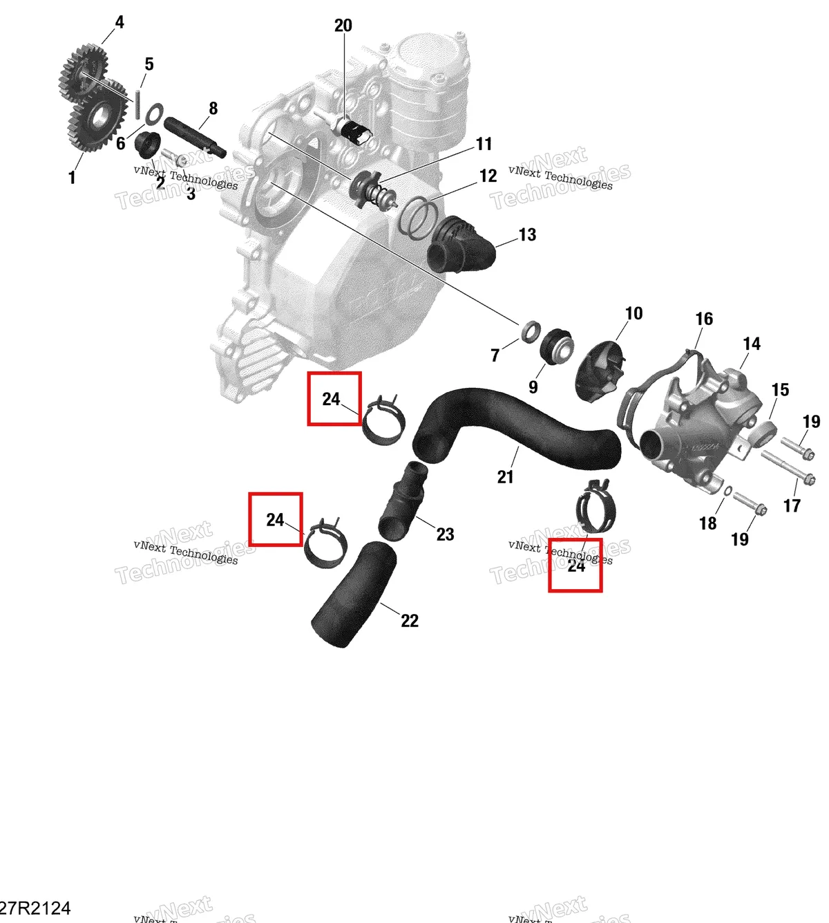 Деталь 420251861 на схеме узла 2022 Ski-Doo EXPEDITION SE 900 ACE Rotax - Engine Cooling