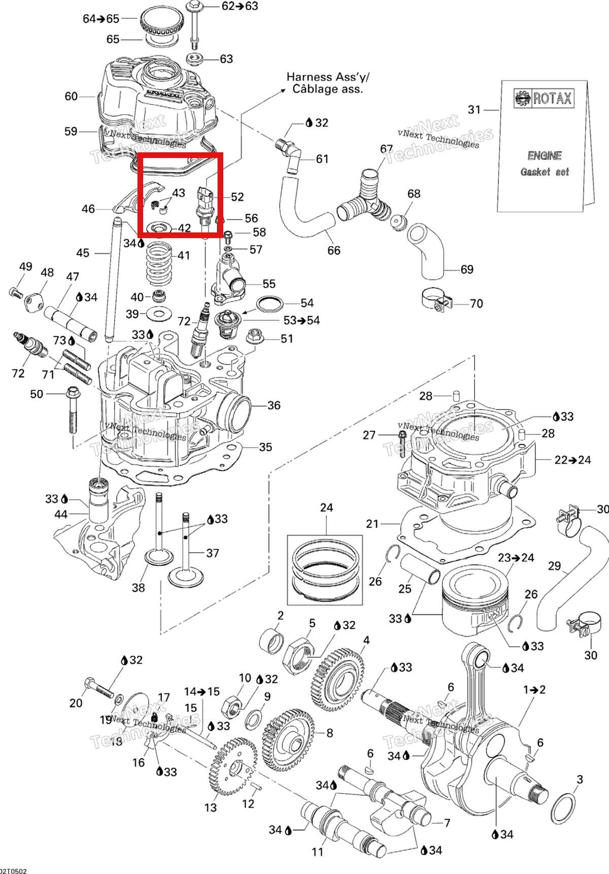 Деталь 420253090 на схеме узла 2005 Can-Am Traxter 5 Speed Crankshaft, Piston And Cylinder