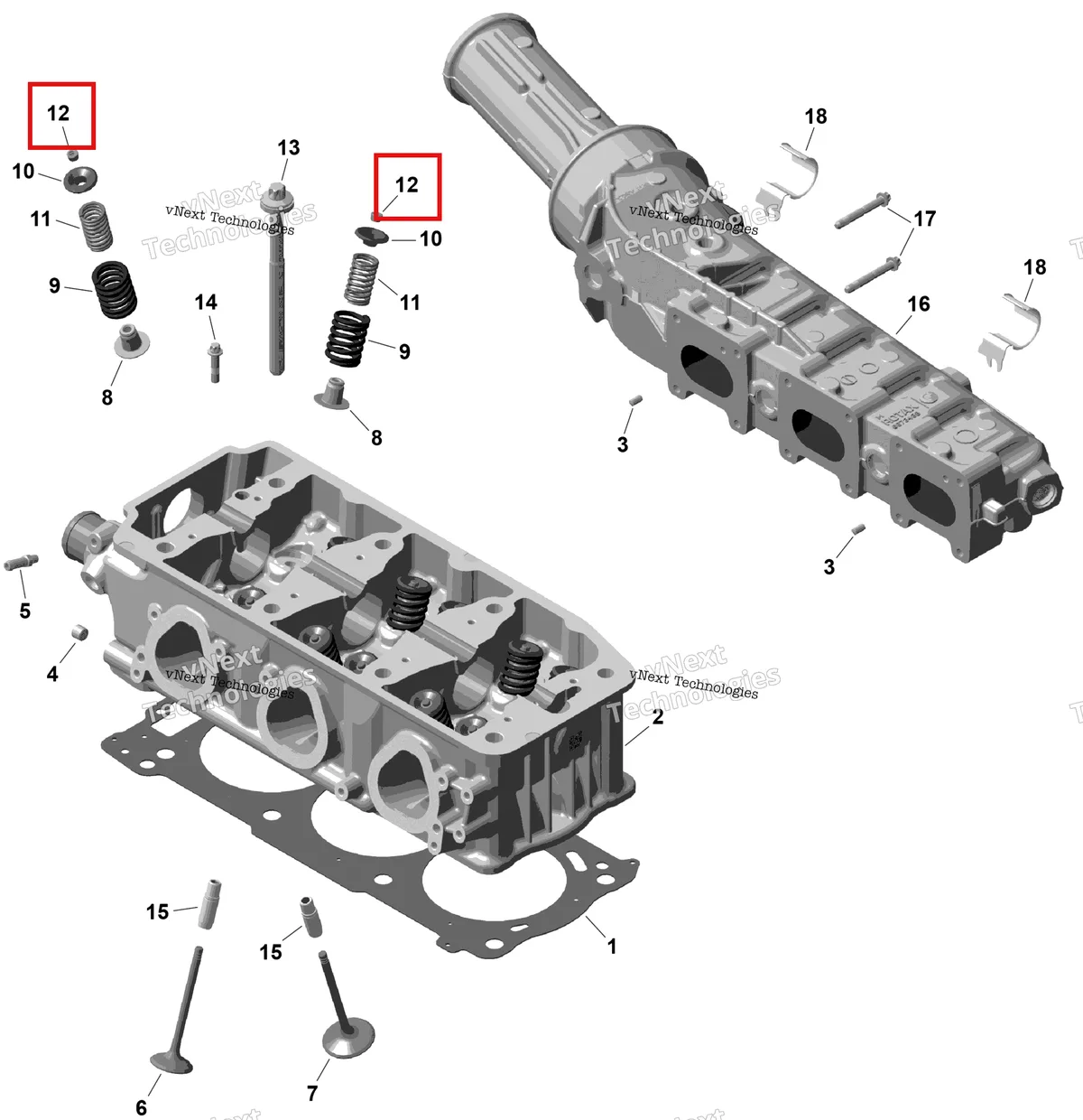 Деталь 420253645 (Клапан) на схеме узла 2026 Sea-Doo GTI - 130 - STD - 38TB - Bright White Rotax - Cylinder Head