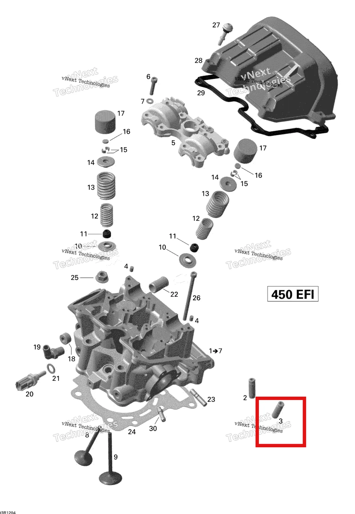 Деталь 420253921 на схеме узла 2015 Can-Am DS 450EFI STD Cylinder Head