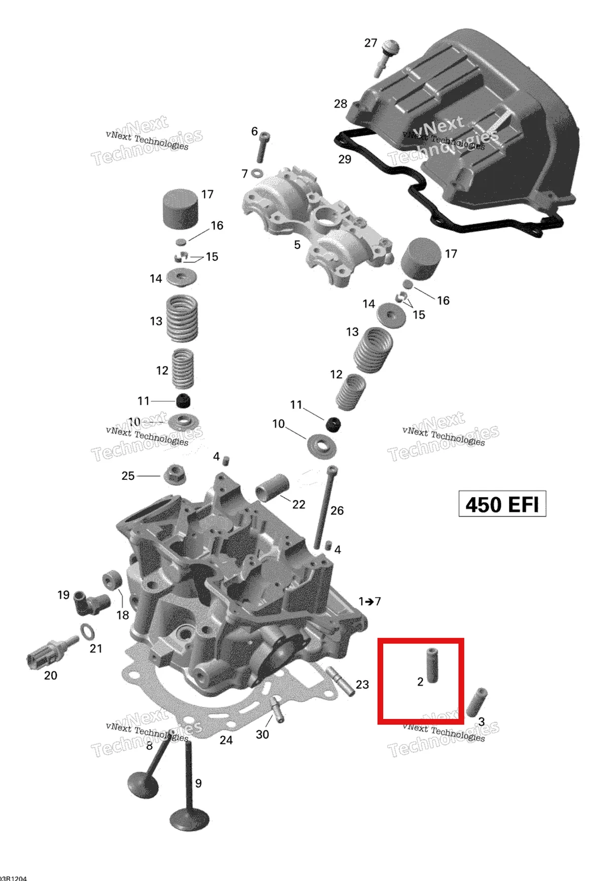 Деталь 420253926 на схеме узла 2015 Can-Am DS 450EFI STD Cylinder Head