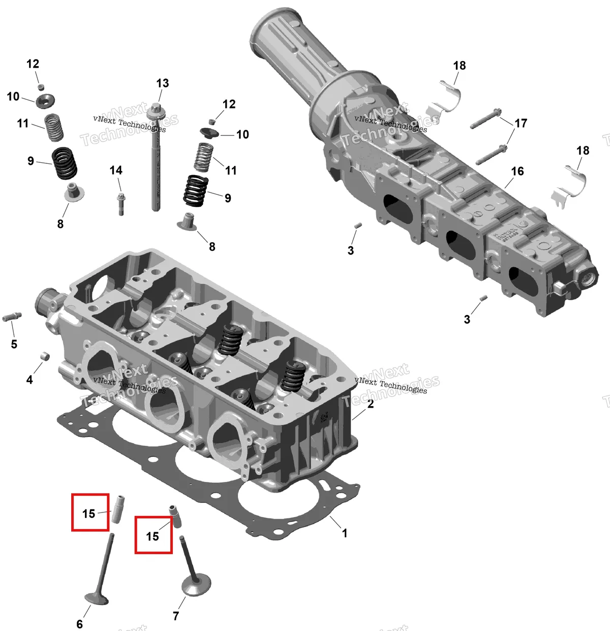 Деталь 420253929 на схеме узла 2026 Sea-Doo GTI - 130 - STD - 38TB - Bright White Rotax - Cylinder Head