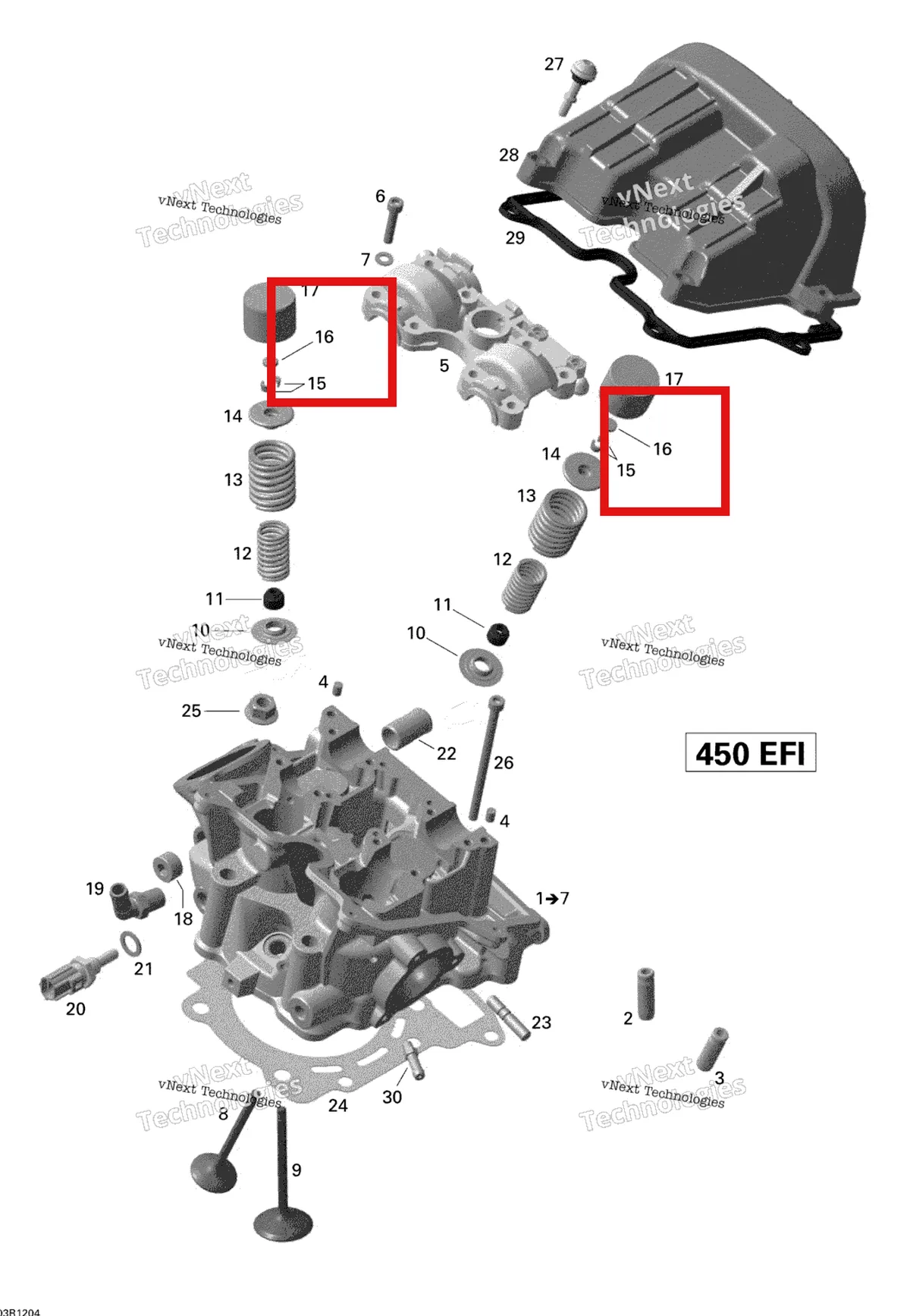 Деталь 420253989 на схеме узла 2015 Can-Am DS 450EFI STD Cylinder Head