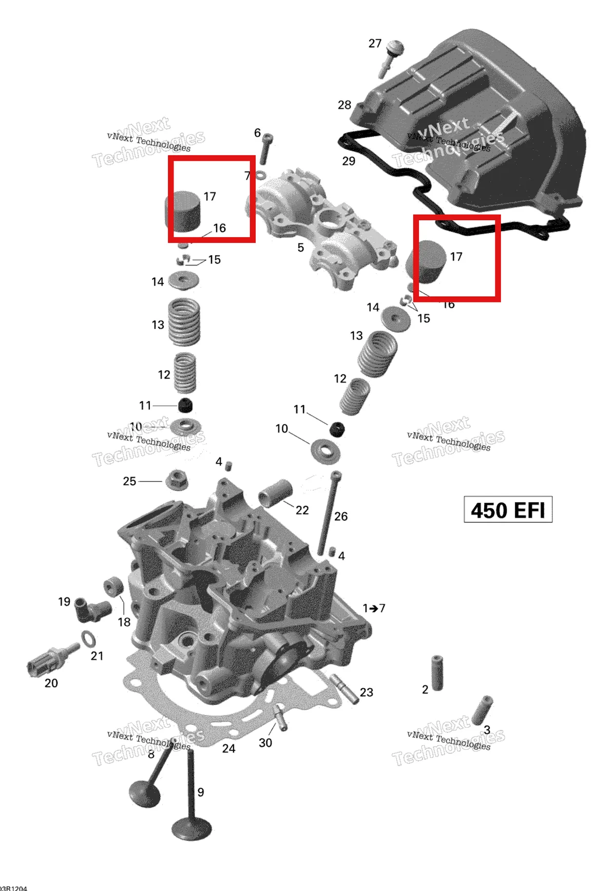 Деталь 420253990 на схеме узла 2015 Can-Am DS 450EFI STD Cylinder Head