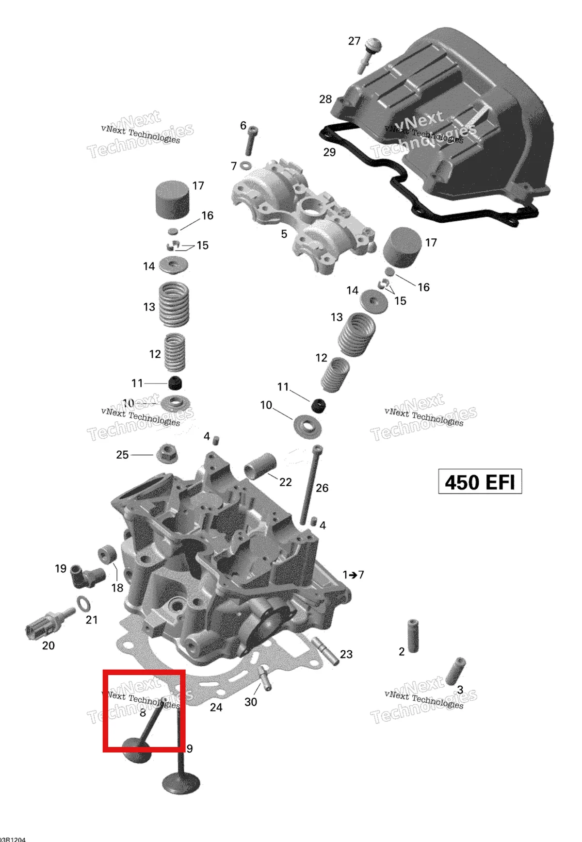 Деталь 420254026 на схеме узла 2015 Can-Am DS 450EFI STD Cylinder Head