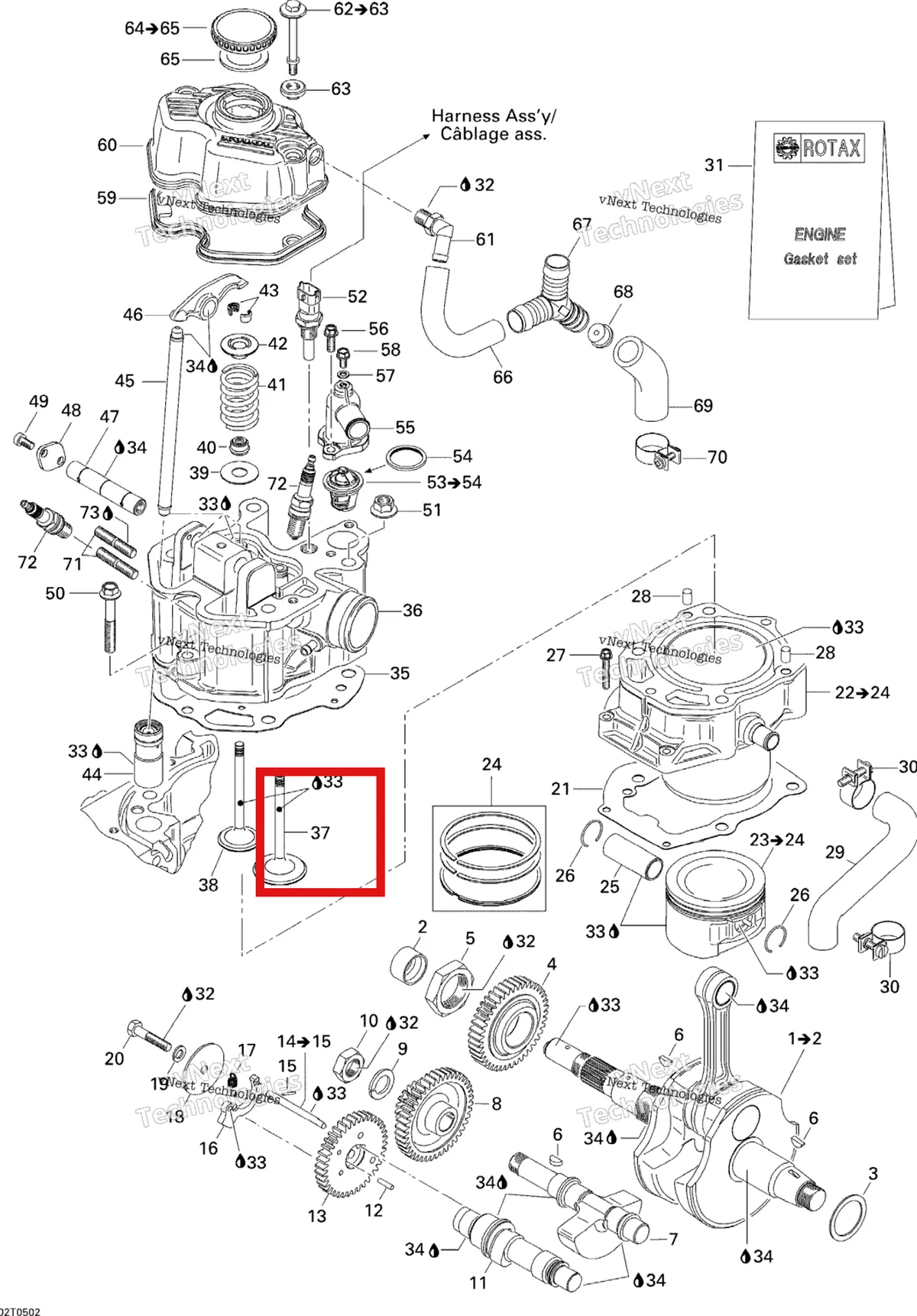 Деталь 420254050 на схеме узла 2005 Can-Am Traxter 5 Speed Crankshaft, Piston And Cylinder