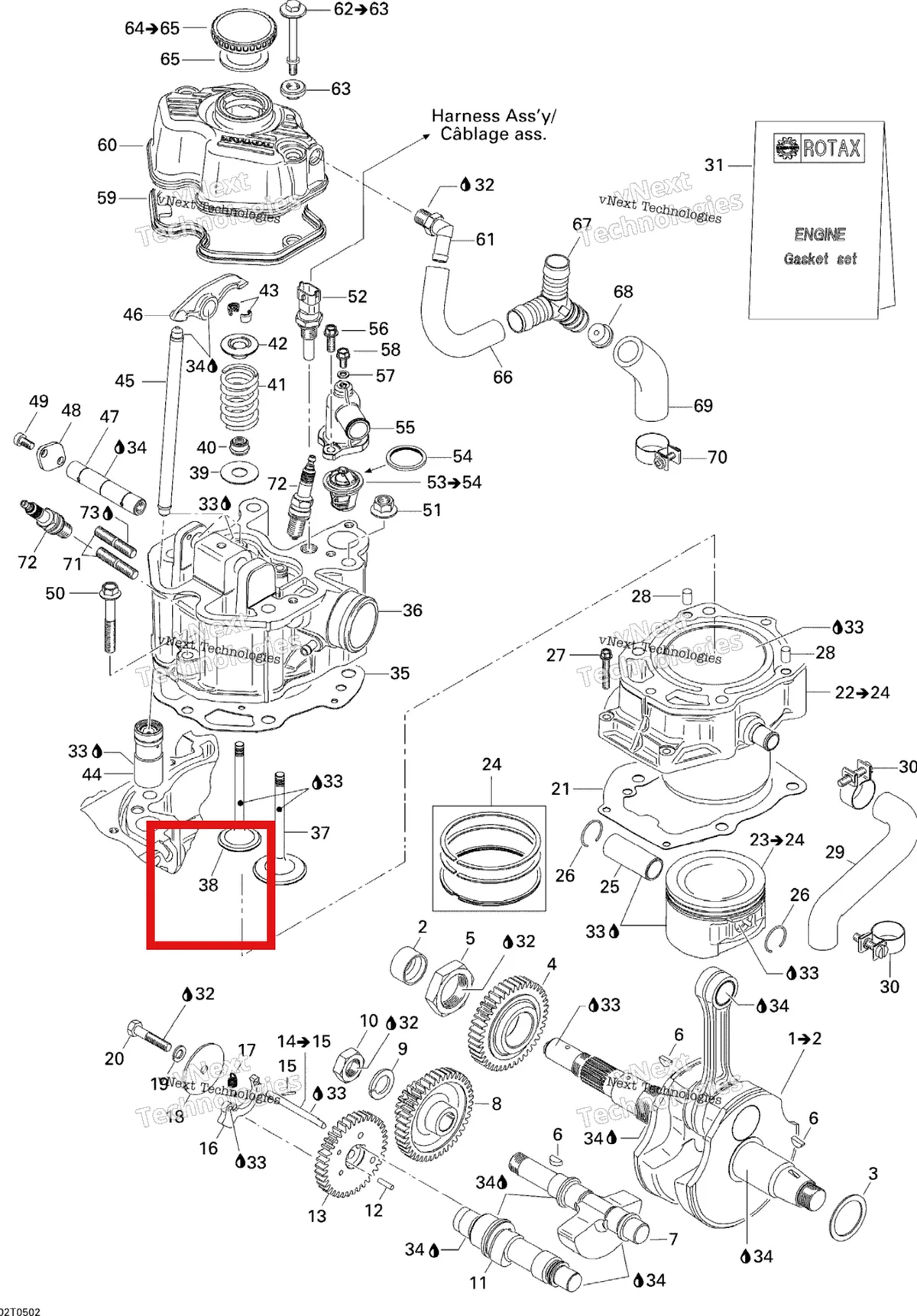 Деталь 420254062 на схеме узла 2005 Can-Am Traxter 5 Speed Crankshaft, Piston And Cylinder