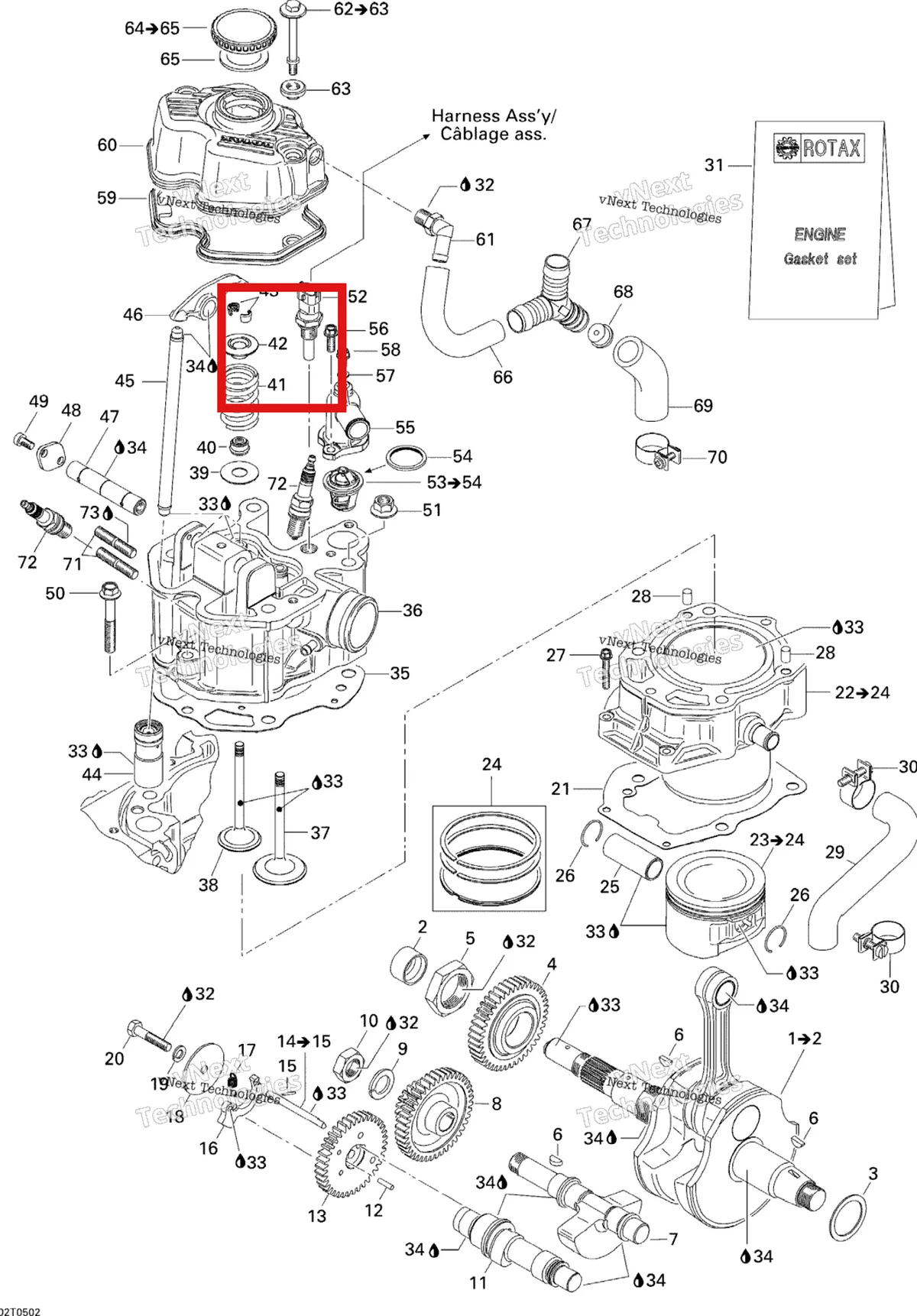 Деталь 420254100 на схеме узла 2005 Can-Am Traxter 5 Speed Crankshaft, Piston And Cylinder
