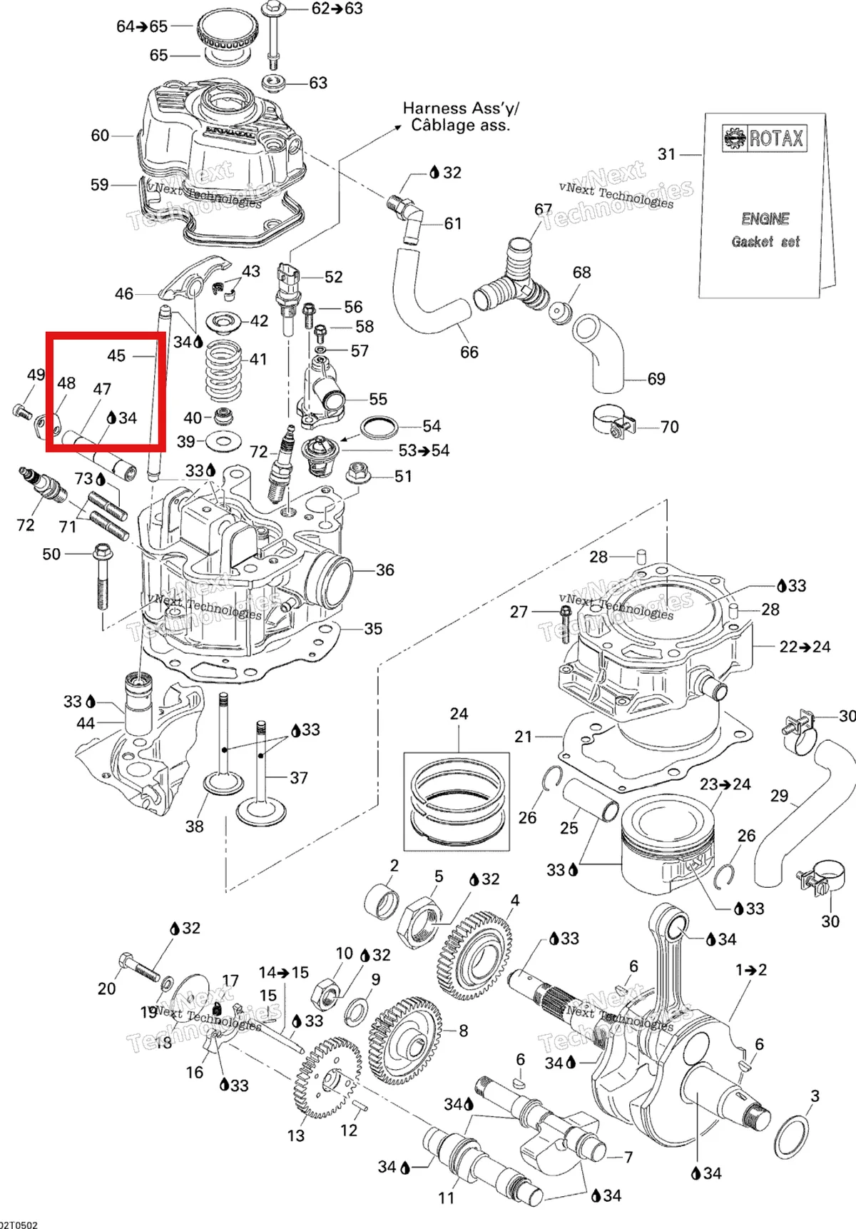 Деталь 420254110 на схеме узла 2005 Can-Am Traxter 5 Speed Crankshaft, Piston And Cylinder