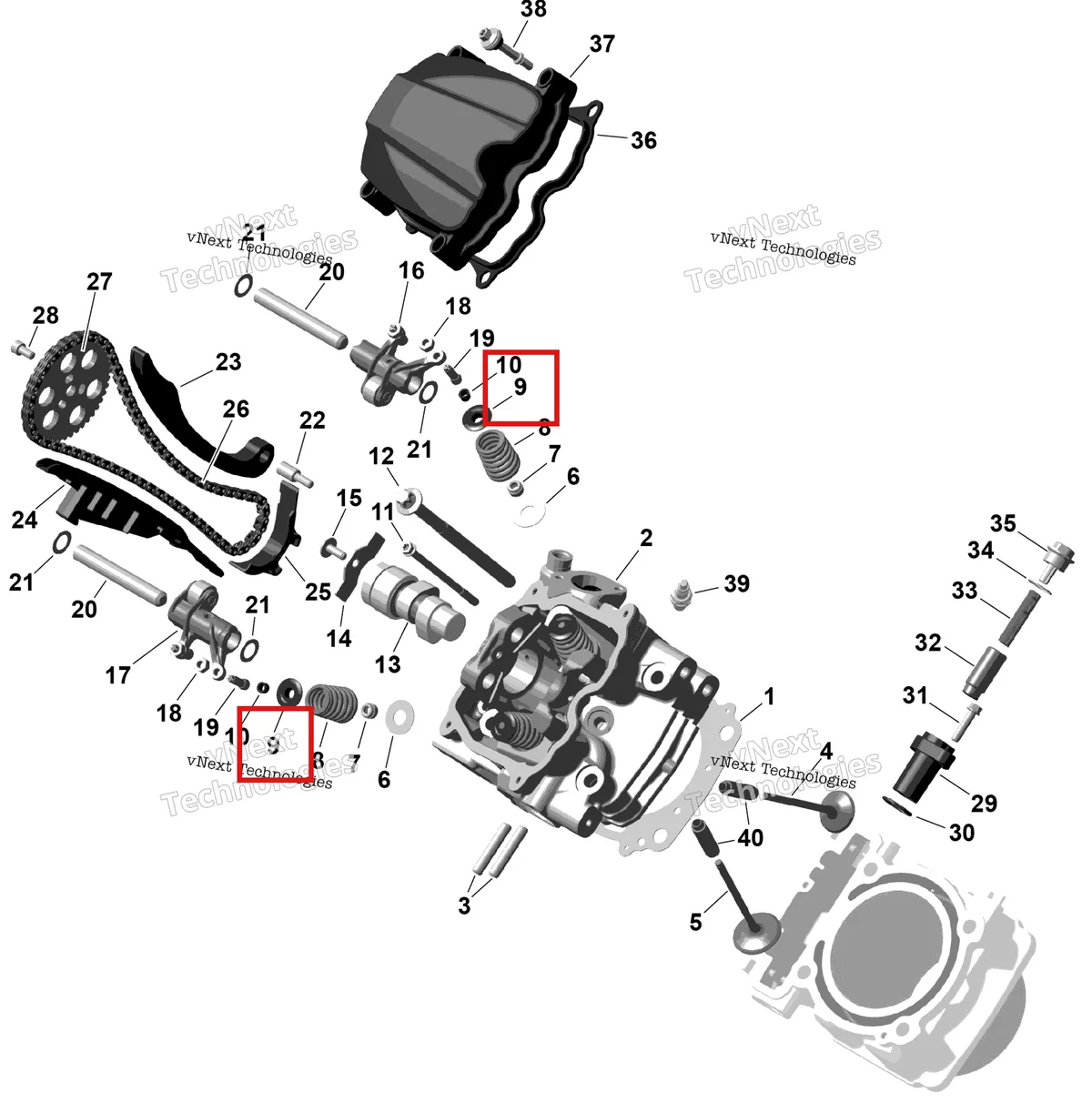 Деталь 420254137 на схеме узла 2026 Can-Am RENEGADE - 4X4 - XMR - 1000R EFI - 5UTA - Hyper Silver Rotax - Front Cylinder Head