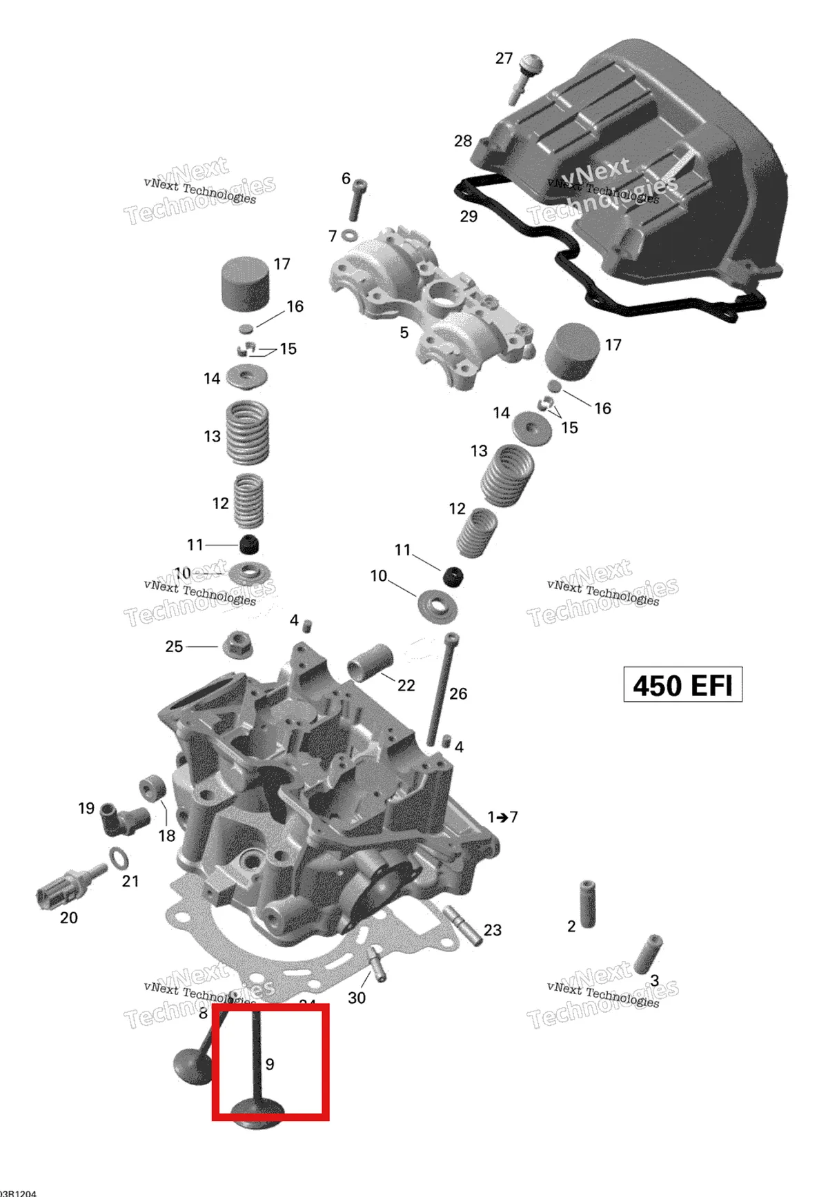 Деталь 420254295 на схеме узла 2015 Can-Am DS 450EFI STD Cylinder Head
