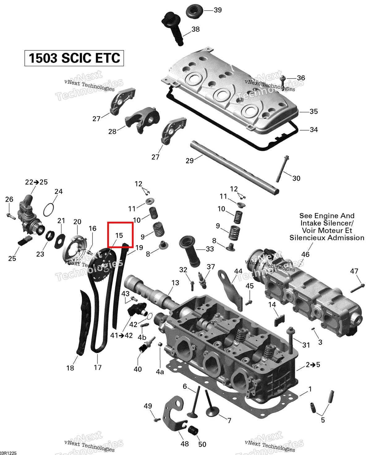 Деталь 420254307 (Деталь Timing Gear (38 Teeth)) на схеме узла 2012 Sea-Doo GTR 215 Cylinder Head 1_Sea-Doo