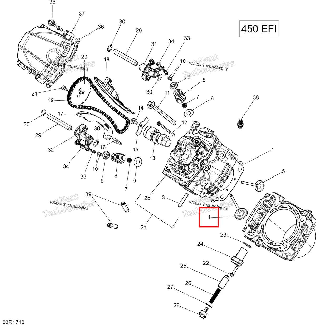 Деталь 420254355 на схеме узла 2017 Can-Am Outlander L - 450 EFI Cylinder Head - 450 Efi