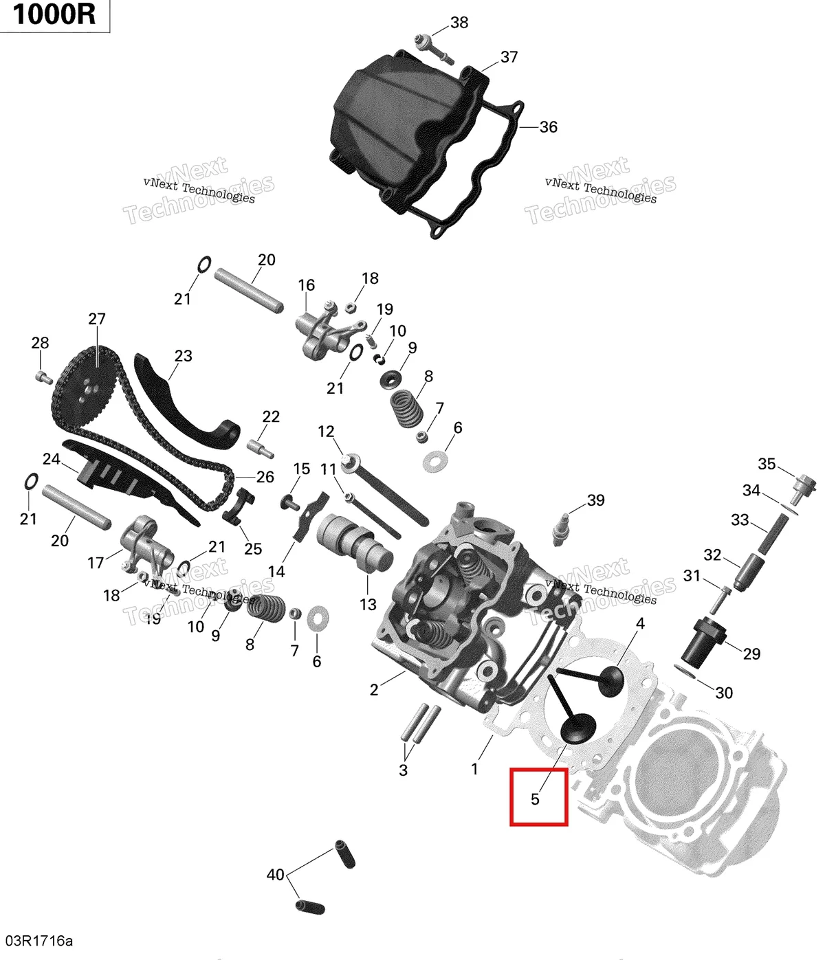 Деталь 420254357 (Впускной клапан 36.5 мм Can-Am Commander 1000R EFI (2018) (420254357)) на схеме узла 2020 Can-Am Commander 1000R EFI Cylinder Head, Front - 1000R