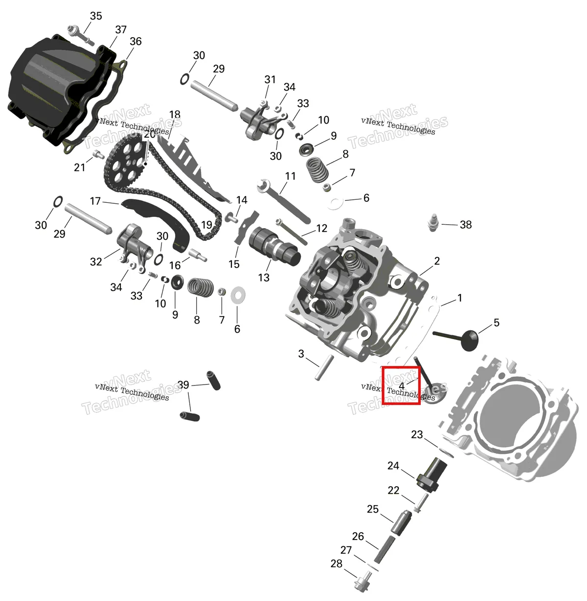 Деталь 420254358 на схеме узла 2023 Can-Am Outlander 450 EFI - STD Rotax - Cylinder Head