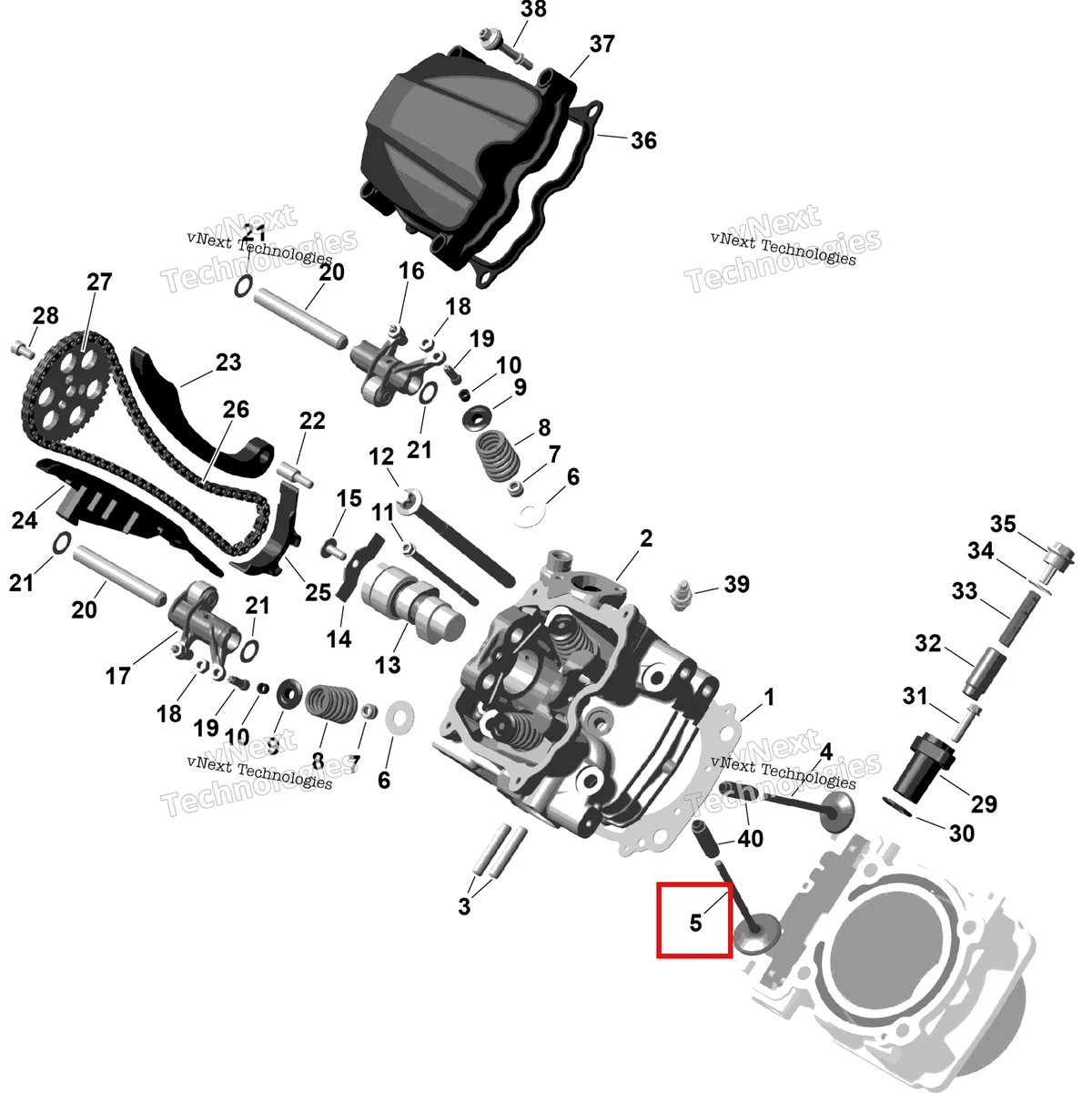 Деталь 420254367 на схеме узла 2026 Can-Am RENEGADE - 4X4 - XMR - 1000R EFI - 5UTA - Hyper Silver Rotax - Front Cylinder Head